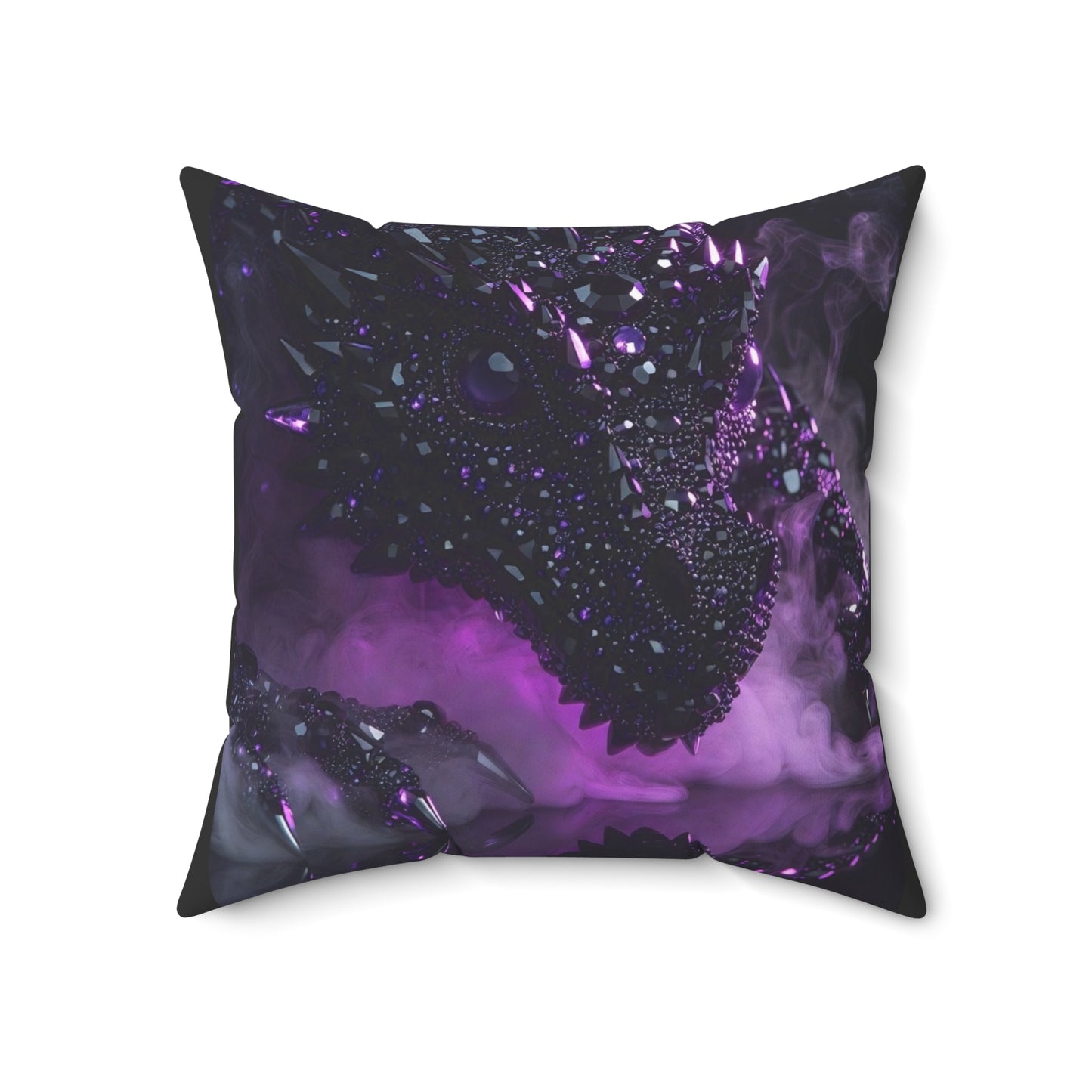 Dragon Art Throw Pillow — Purple Fantasy Reptile Decorative Cushion