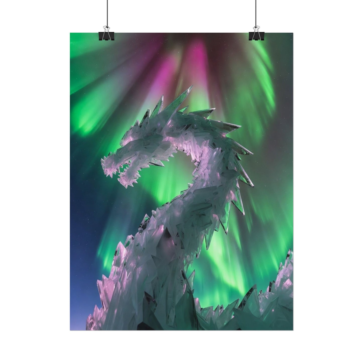 Aurora Ice Dragon Poster — Fantasy Wall Art Rolled Poster
