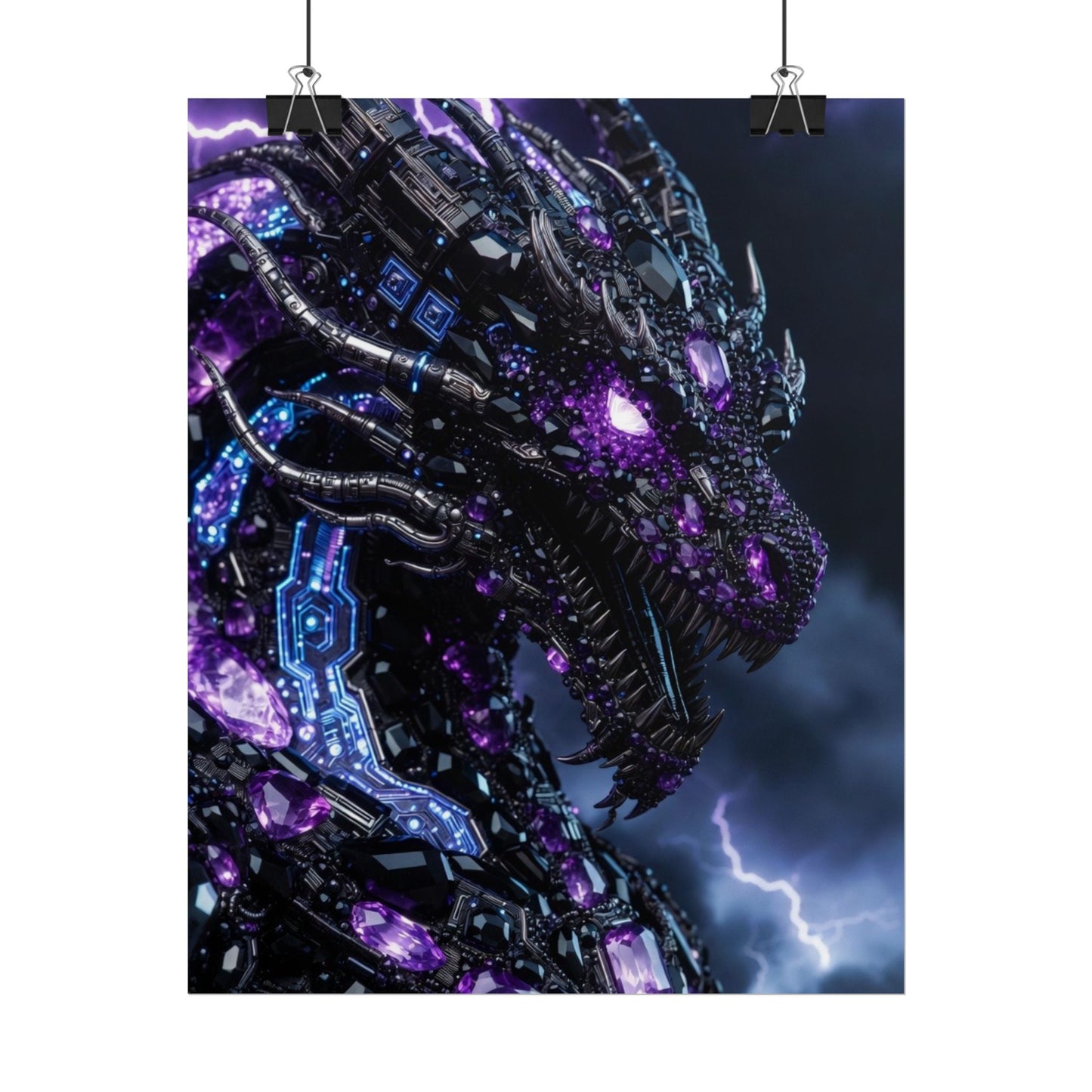 Rolled Poster — Cyberpunk Dragon Storm Art Print