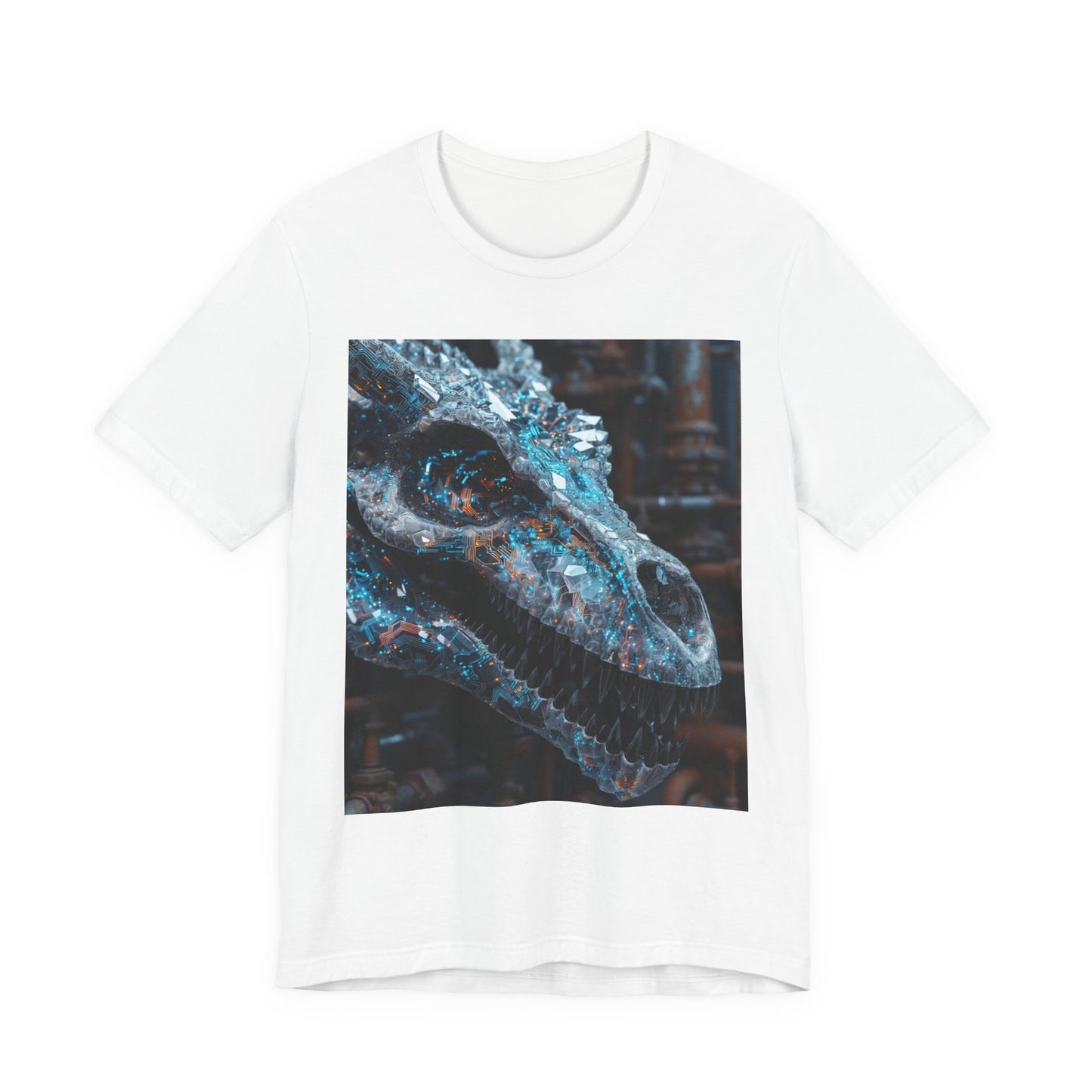 Dragon Skull Graphic Tee — Iridescent Fossil Art T-Shirt