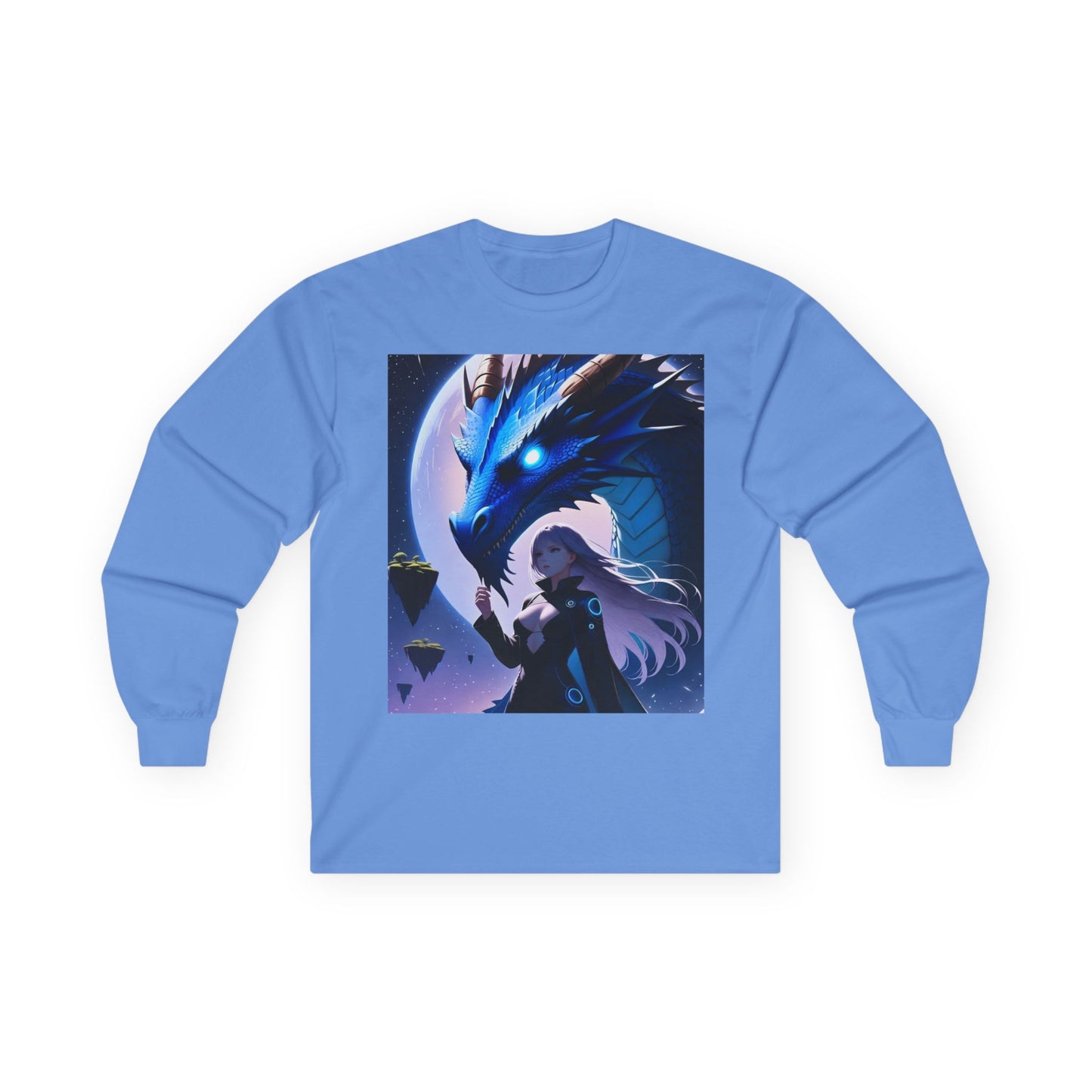 Dragon Whisperer Long Sleeve Tee — Fantasy Blue Dragon Illustration