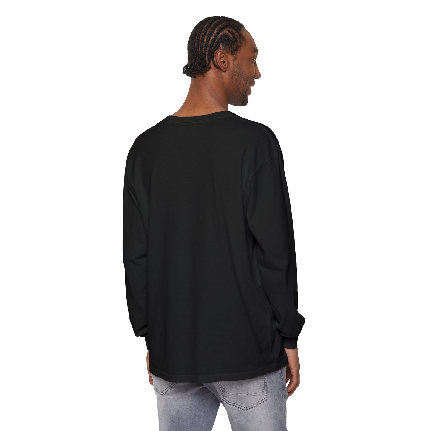 Dragon Pendant Long Sleeve T‑Shirt — Gothic Silver Chain Graphic