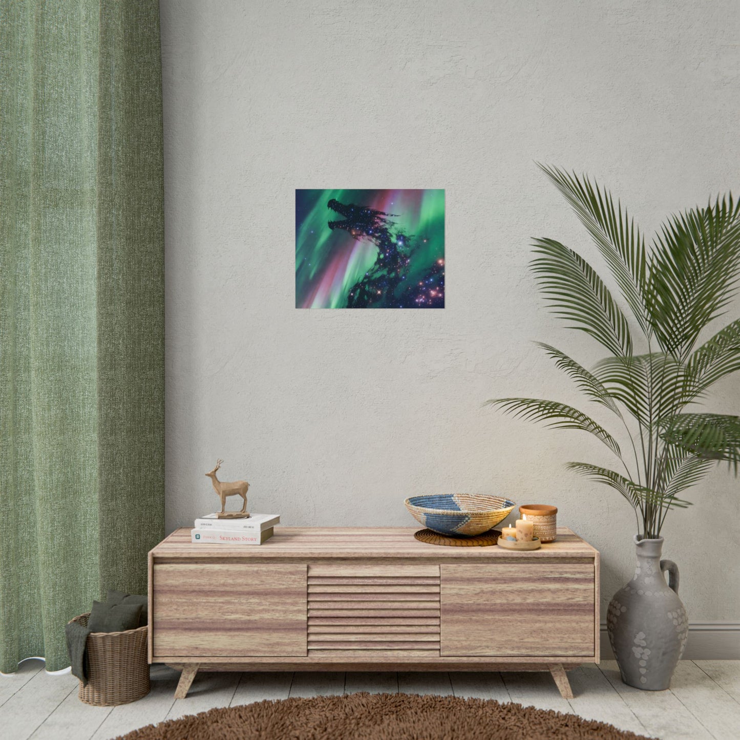 Aurora Dragon Poster — Cosmic Northern Lights Wall Art (Rolled Poster)