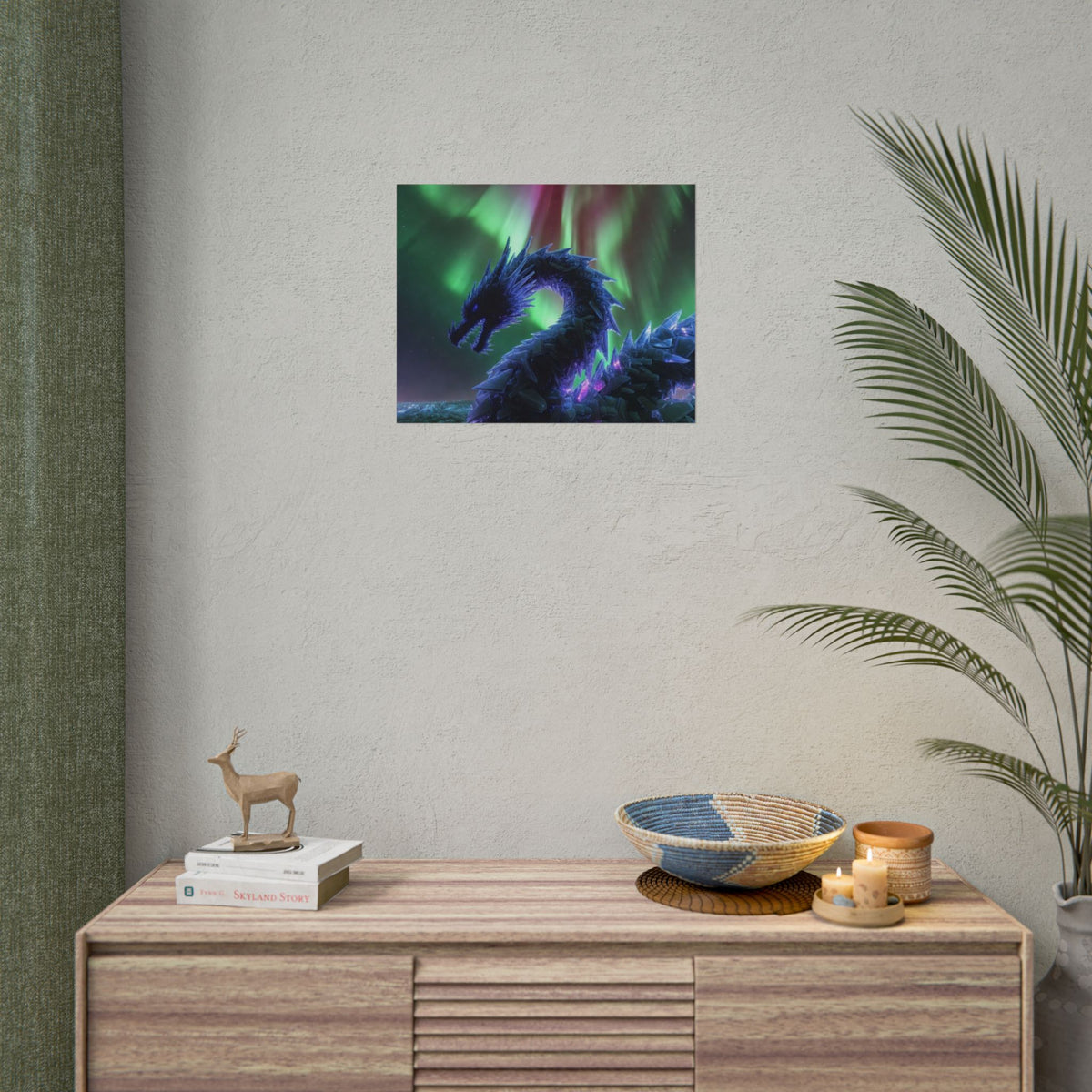 Aurora Crystal Dragon Poster — Fantasy Wall Art Print