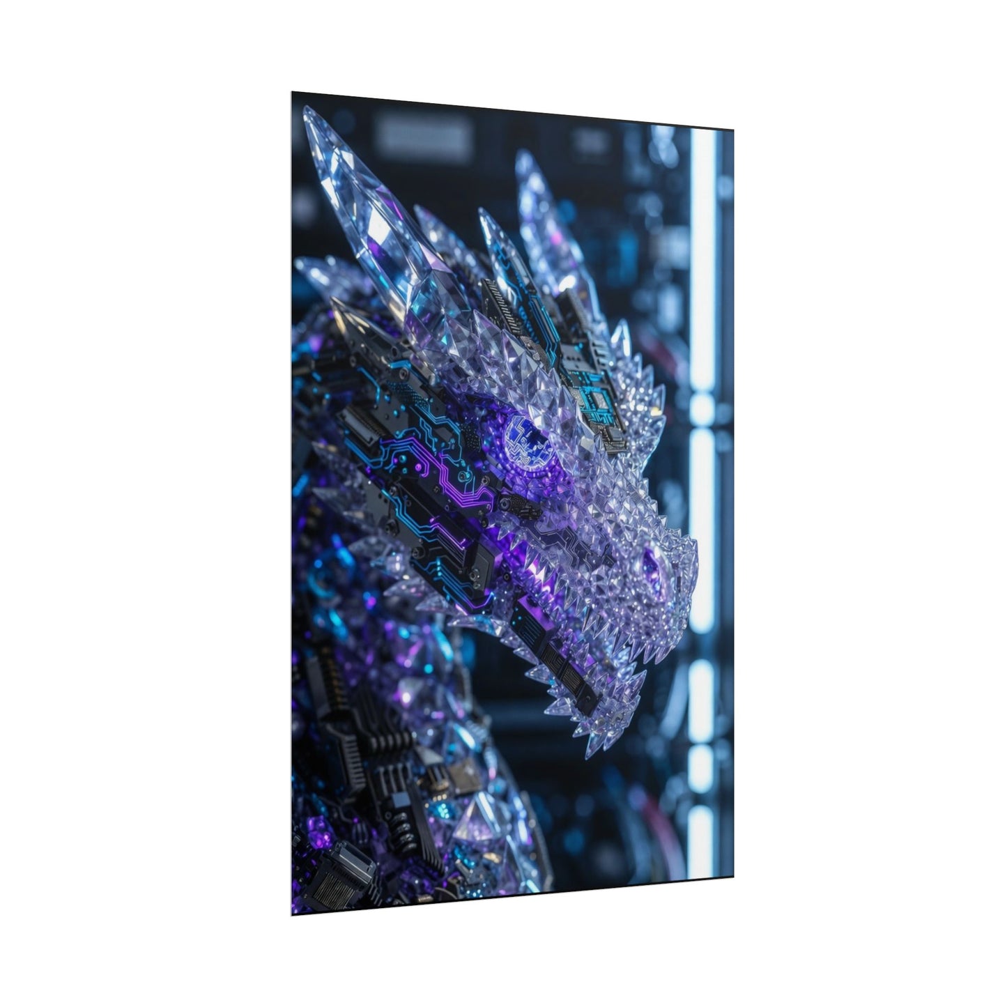 Rolled Poster — Cyber Crystal Dragon Art Print