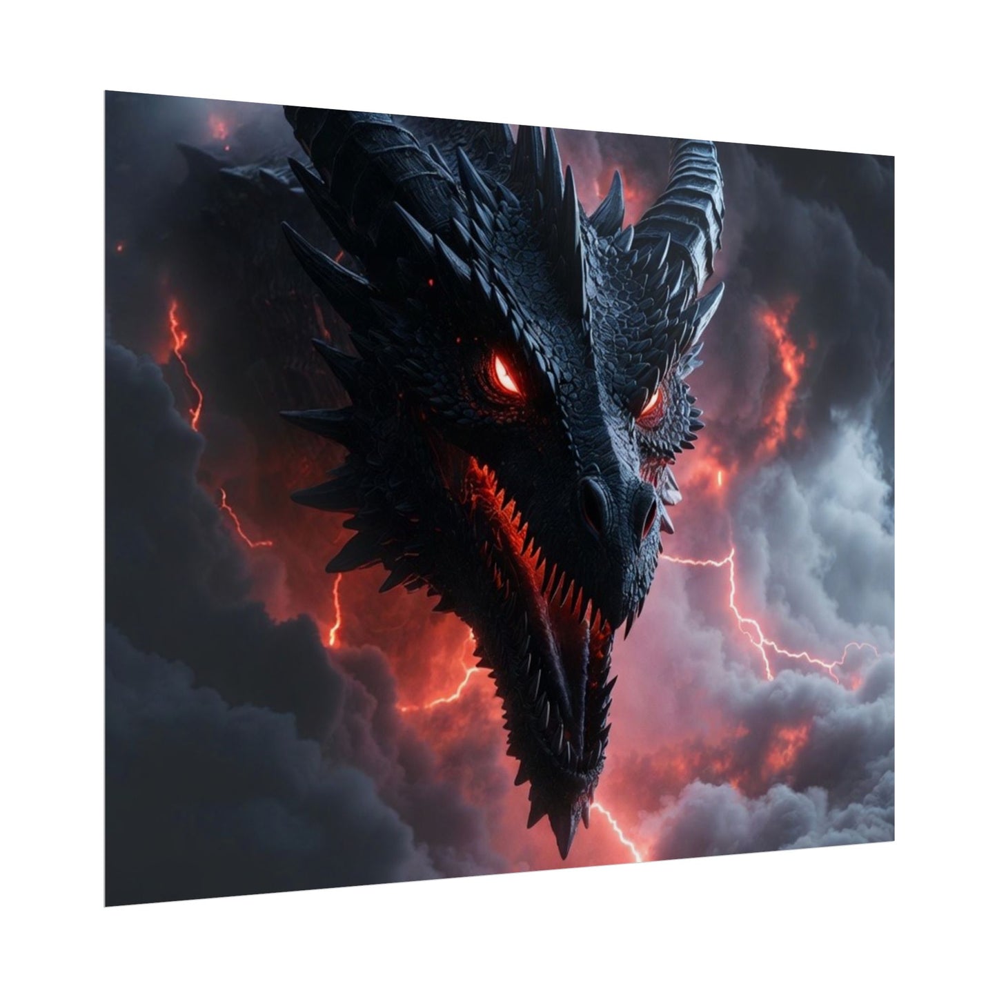 Dragon Storm Rolled Poster — Dark Fantasy Dragon Wall Art