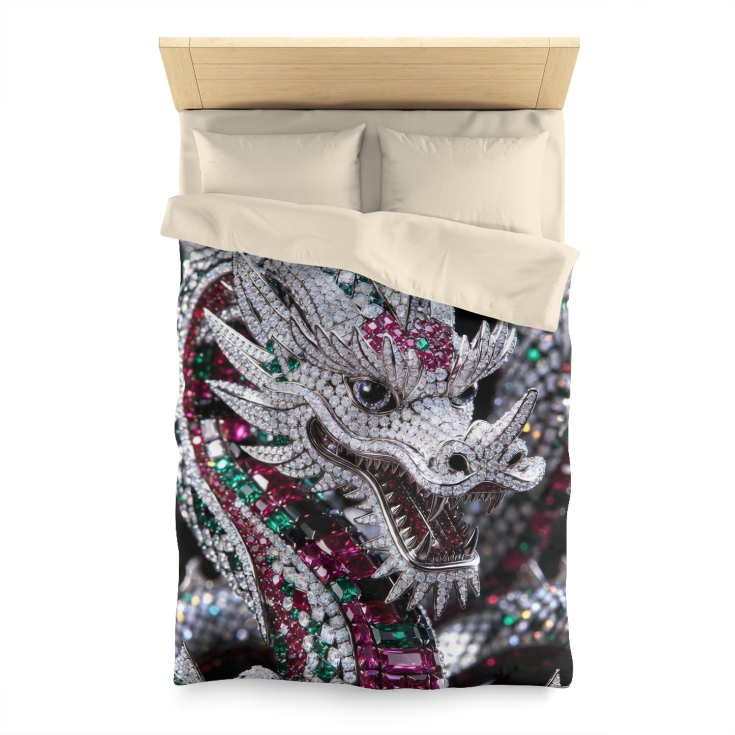 Dragon Jewel Microfiber Duvet Cover — Sparkling Gemstone Dragon Bedding