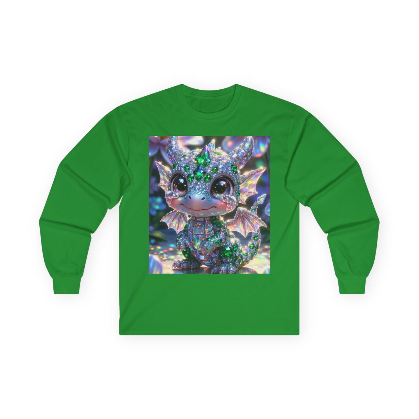 Sparkling Baby Dragon Long Sleeve Tee — Cute Fantasy Creature Shirt