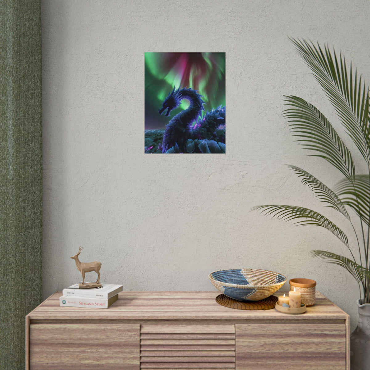 Aurora Crystal Dragon Poster — Fantasy Wall Art Print