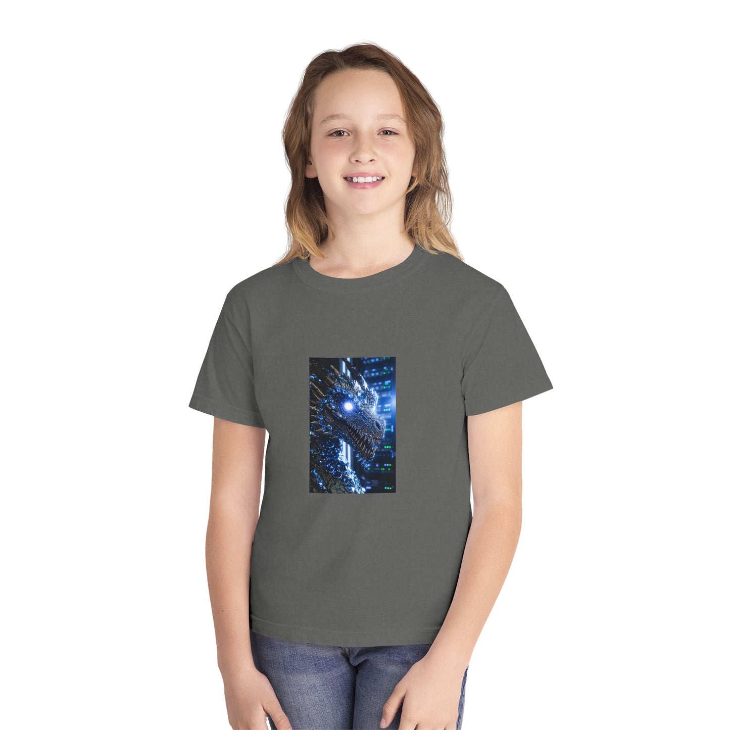Youth Tee — Neon Dragon Galaxy Graphic