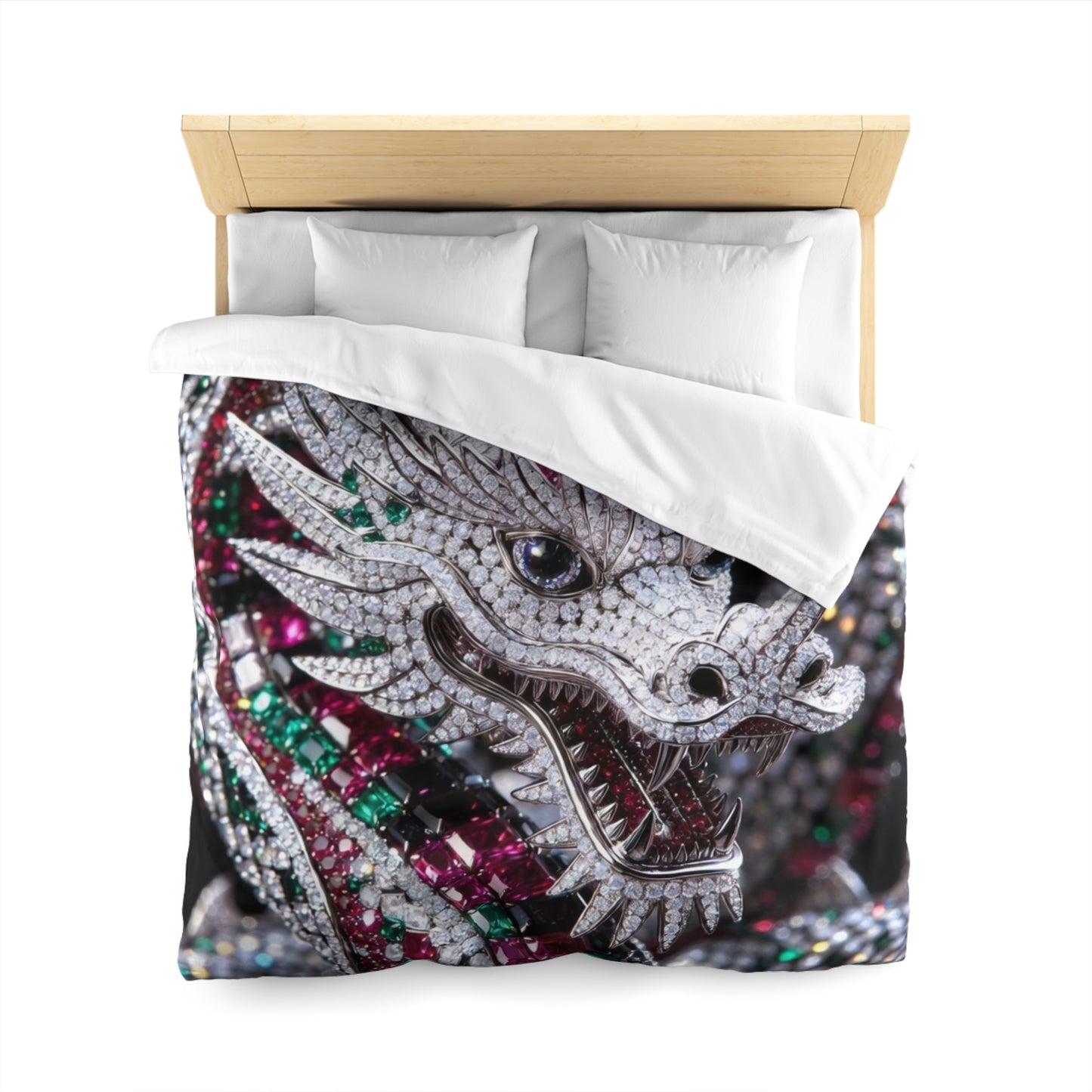 Dragon Jewel Microfiber Duvet Cover — Sparkling Gemstone Dragon Bedding