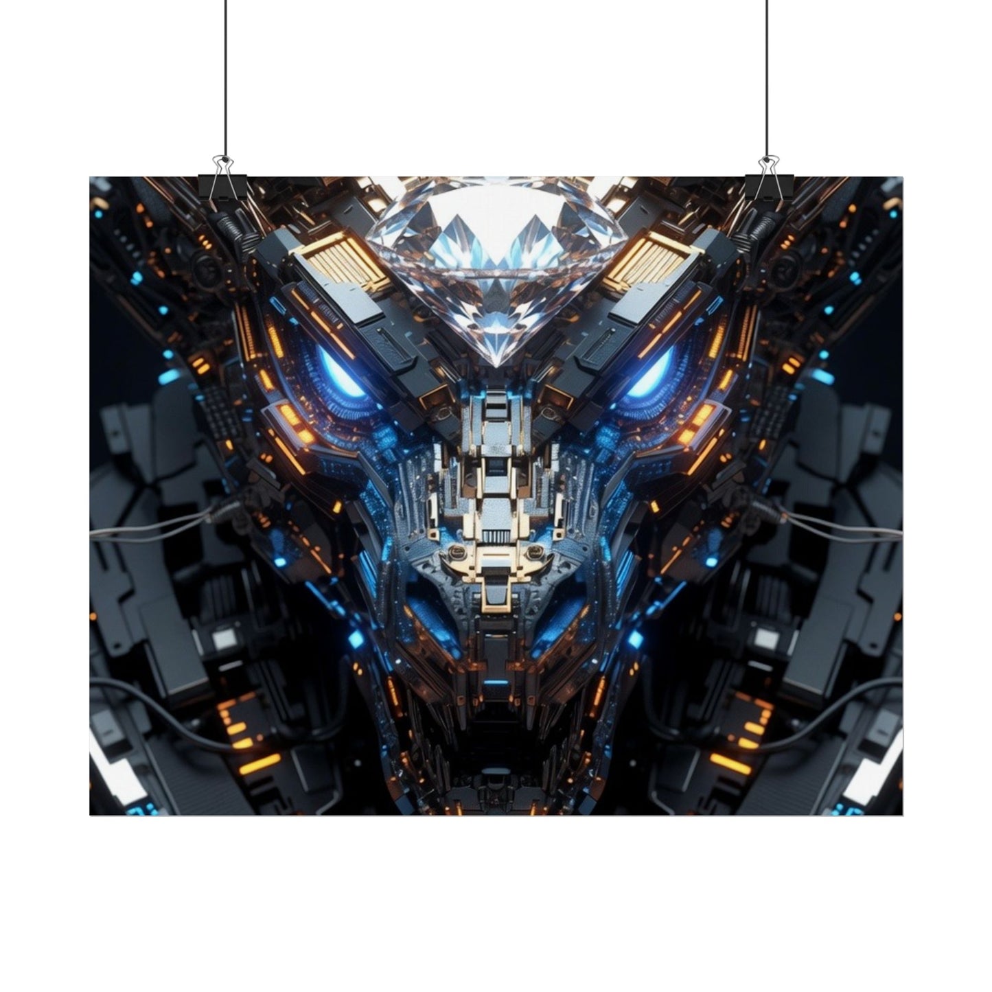 Futuristic Mech Dragon Poster – Cybernetic Robot Art Print