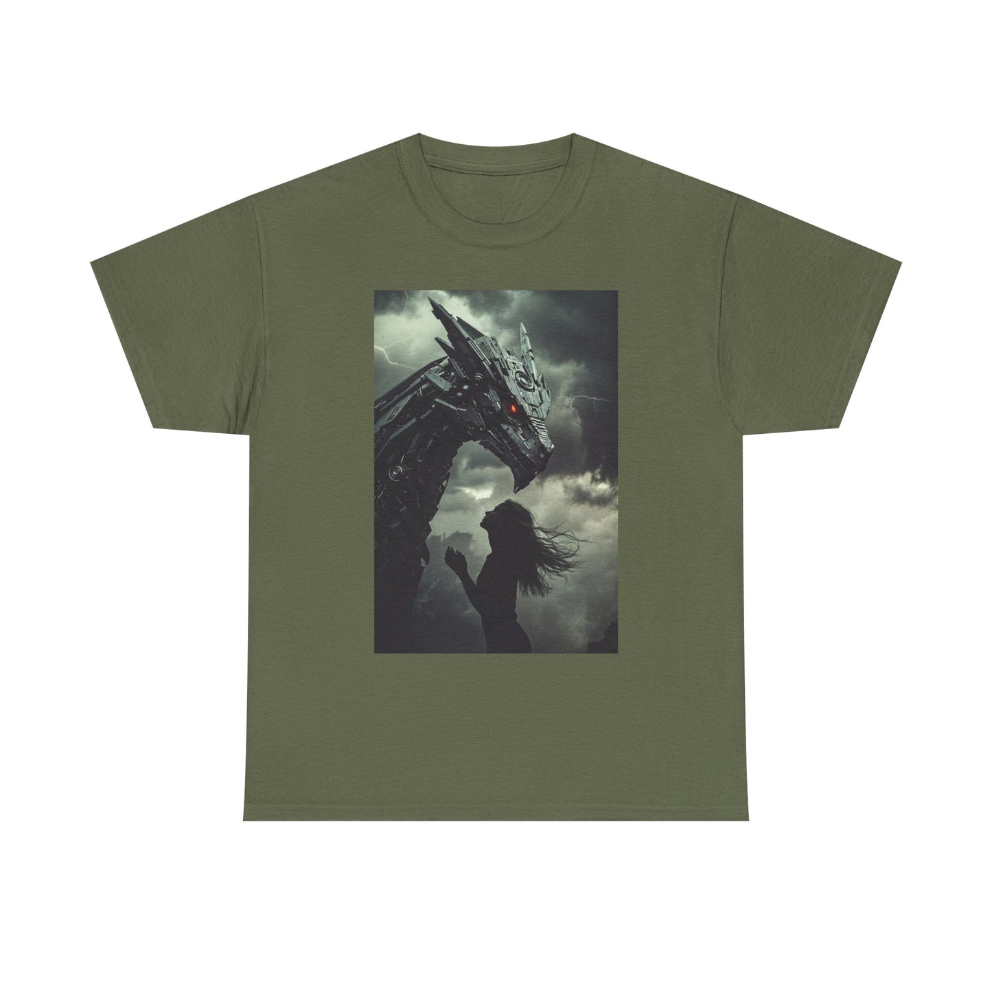 Dragon & Girl Fantasy T-Shirt — Dark Mythical Art Tee