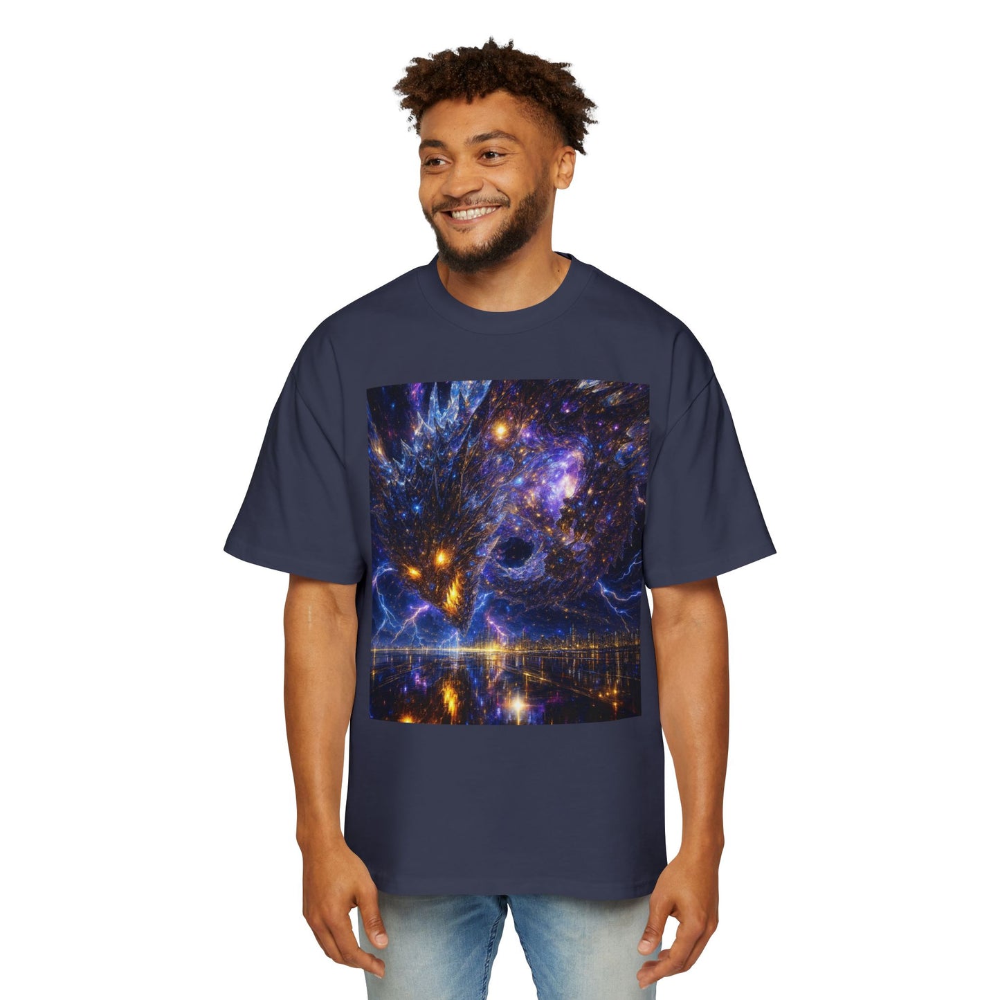 Men's Oversized Cosmic Art Tee - Unique Space Graphic T-Shirt for Casual Wear, Sci-Fi Lovers, Gift for Birthdays, Festivals, Art Enthusiasts