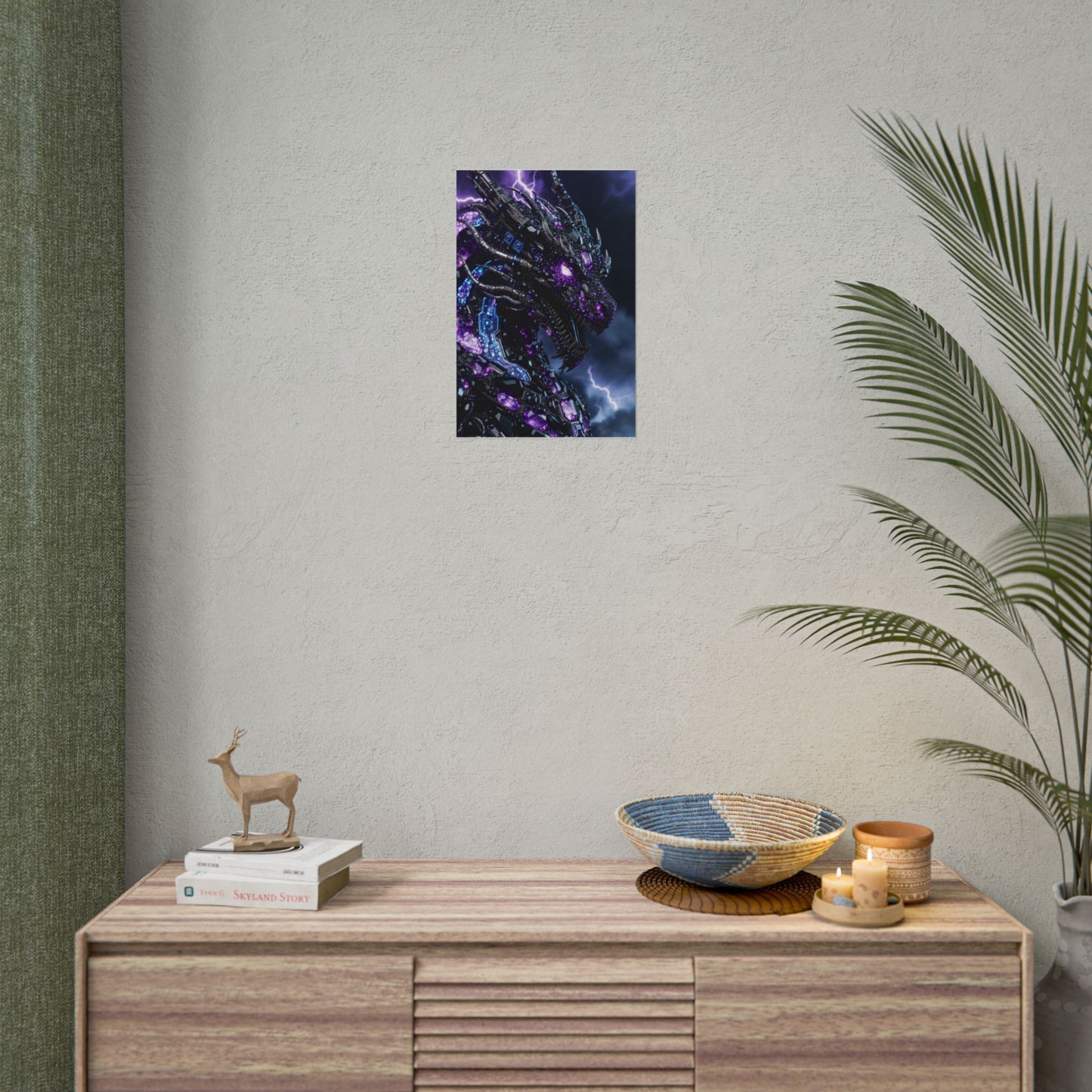 Rolled Poster — Cyberpunk Dragon Storm Art Print