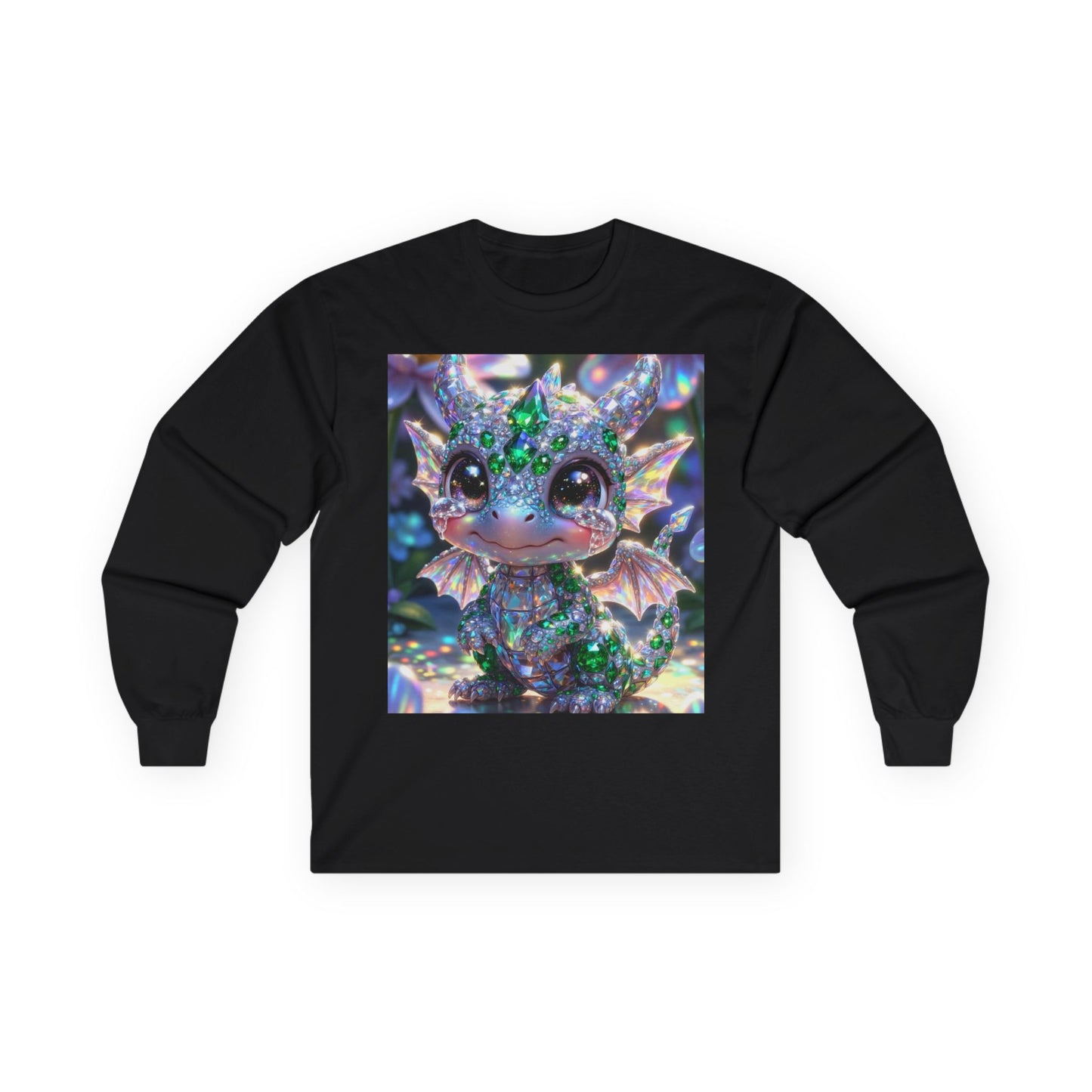 Sparkling Baby Dragon Long Sleeve Tee — Cute Fantasy Creature Shirt