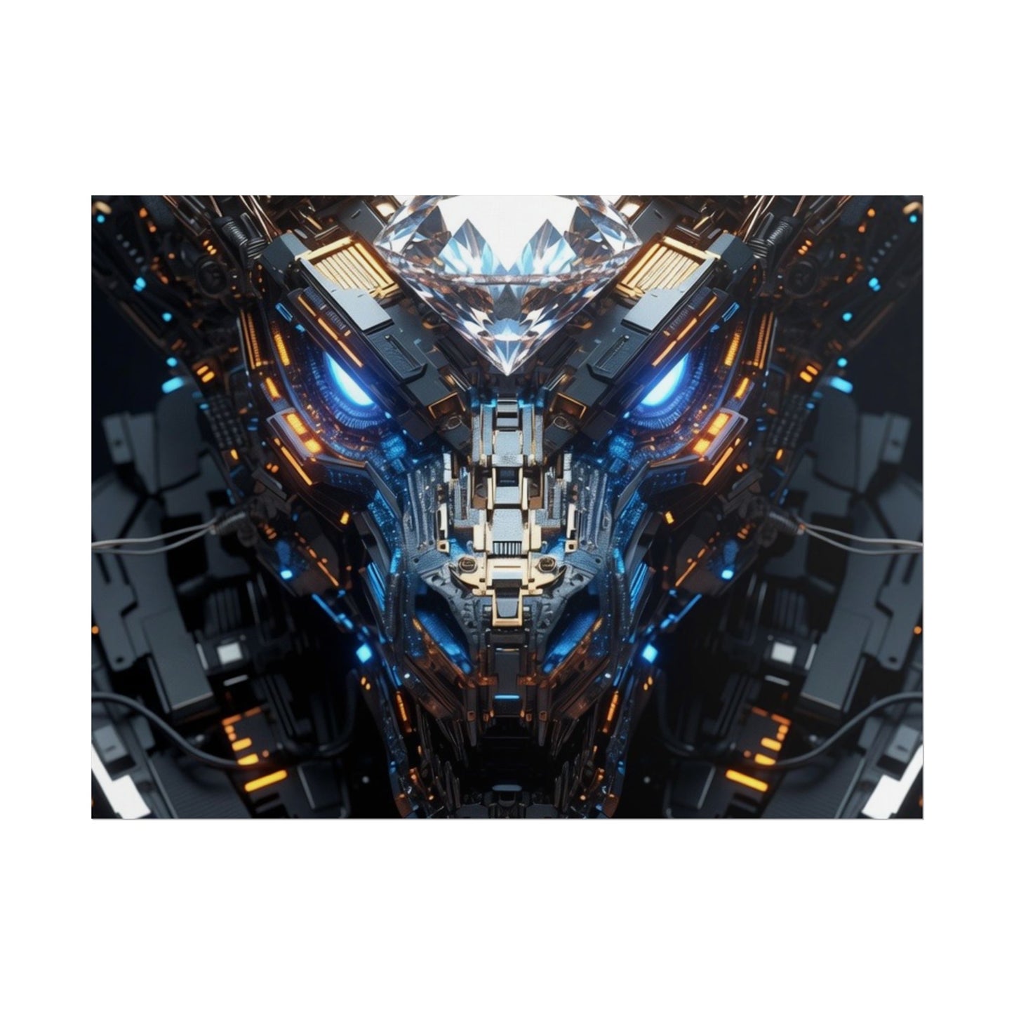 Futuristic Mech Dragon Poster – Cybernetic Robot Art Print