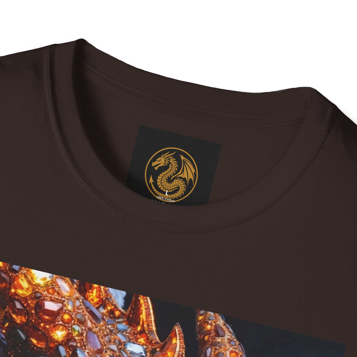 A Gemstone Dragon Head Graphic T-Shirt — Fiery Fantasy Scaly Creature Design