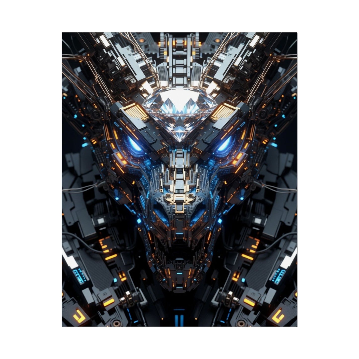Futuristic Mech Dragon Poster – Cybernetic Robot Art Print