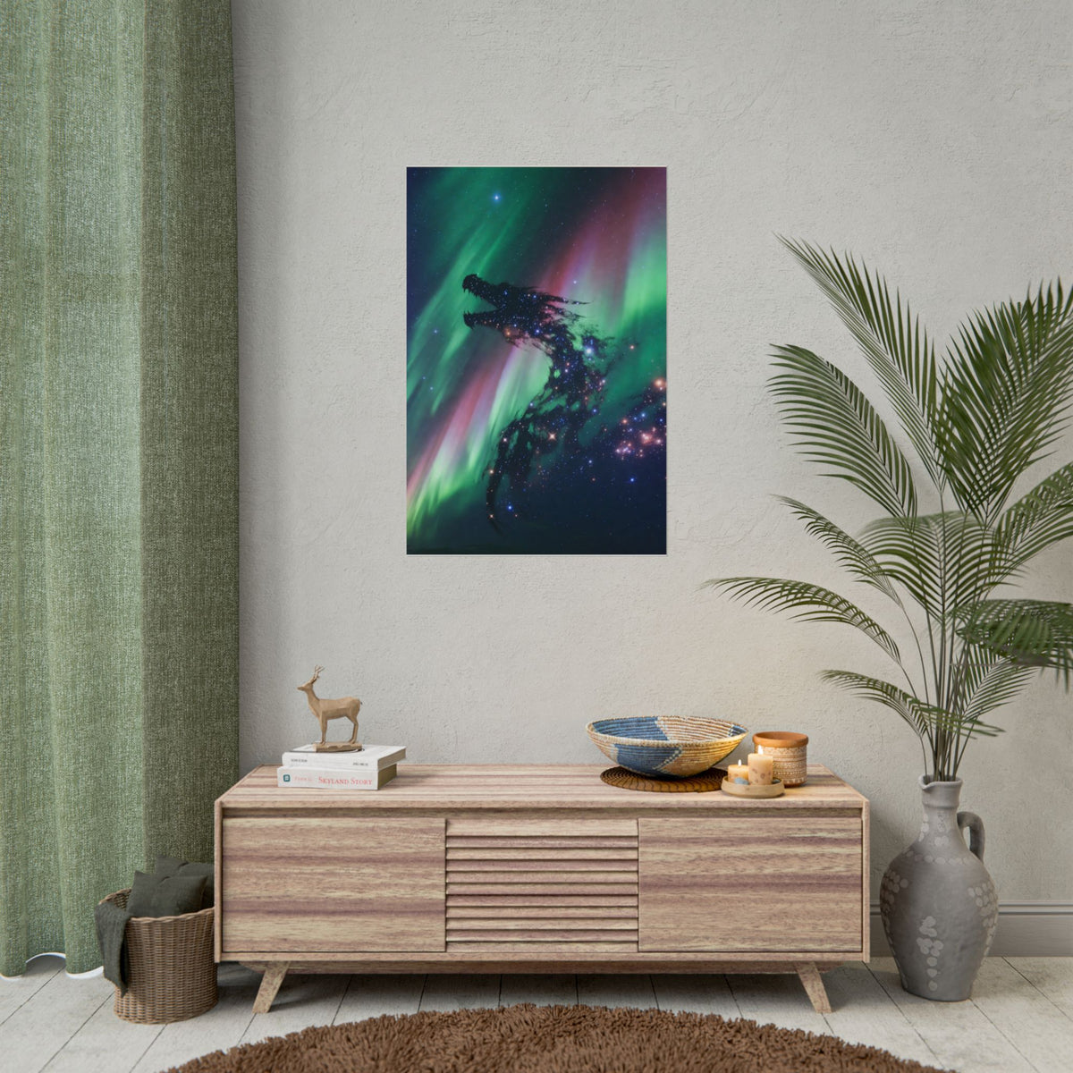 Aurora Dragon Poster — Cosmic Northern Lights Wall Art (Rolled Poster)