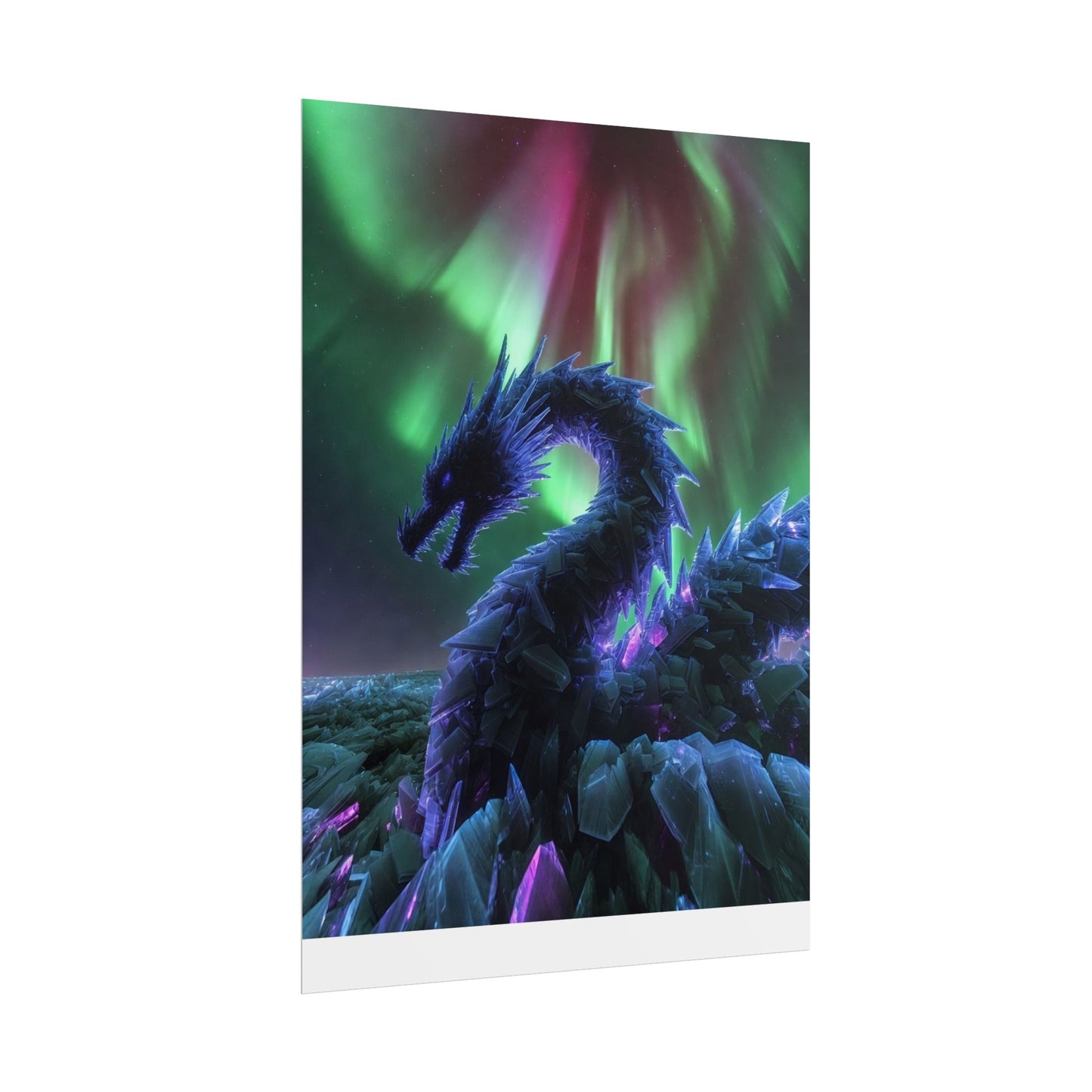 Aurora Crystal Dragon Poster — Fantasy Wall Art Print