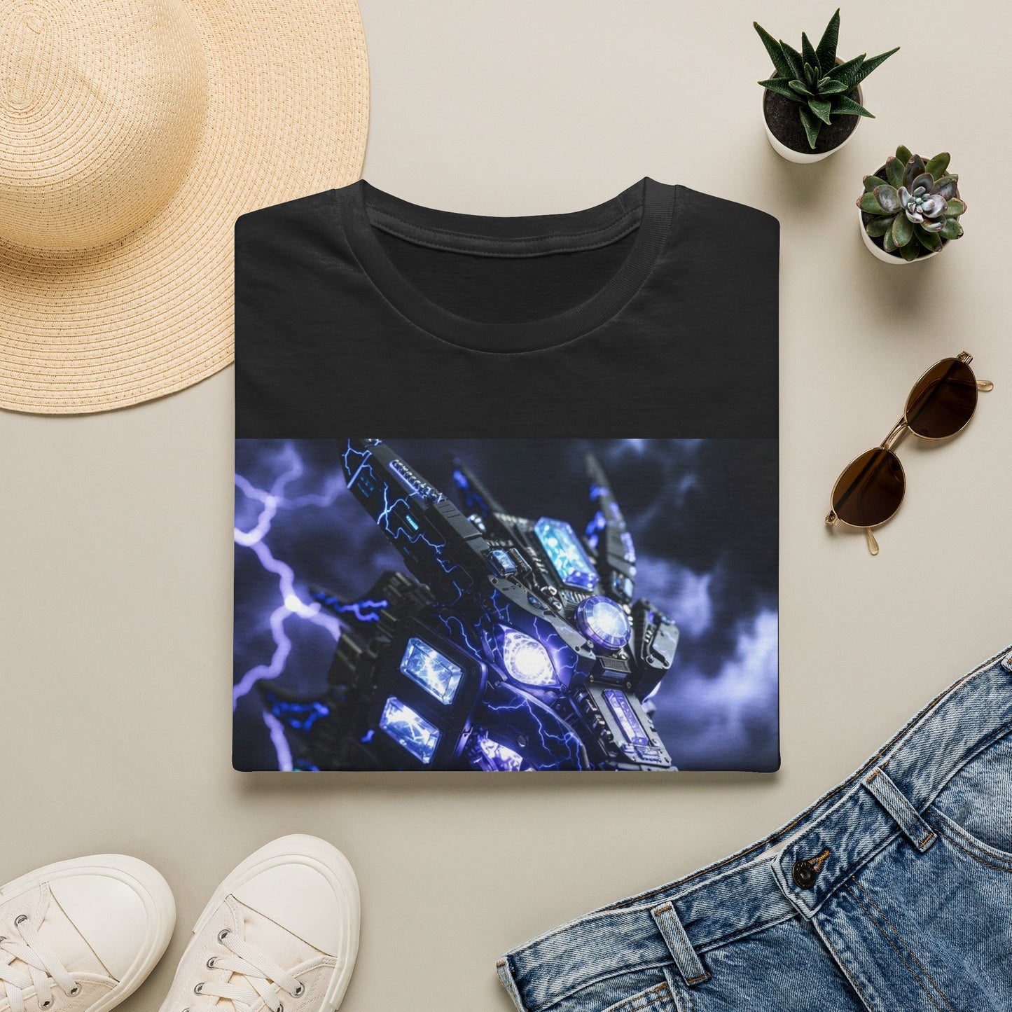 Dragon Mech Lightning T-Shirt — Cyber Dragon Graphic Tee