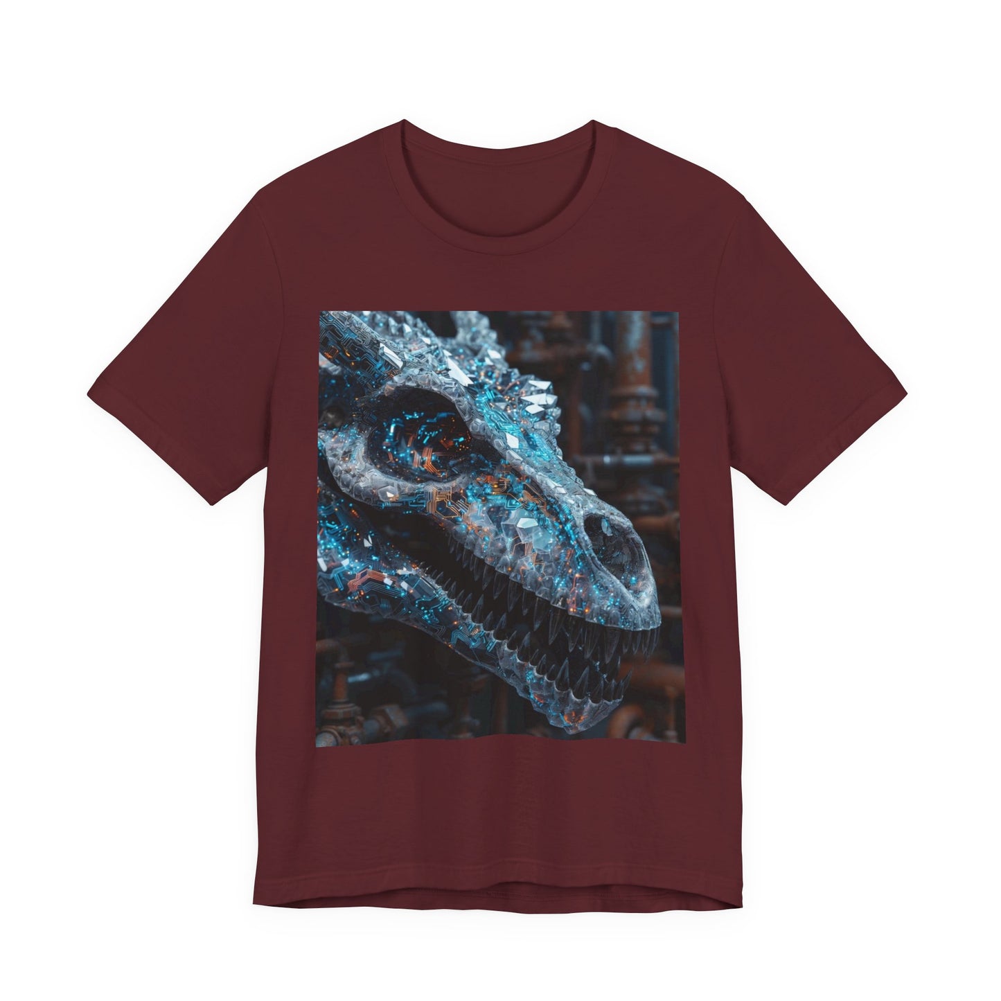 Dragon Skull Graphic Tee — Iridescent Fossil Art T-Shirt