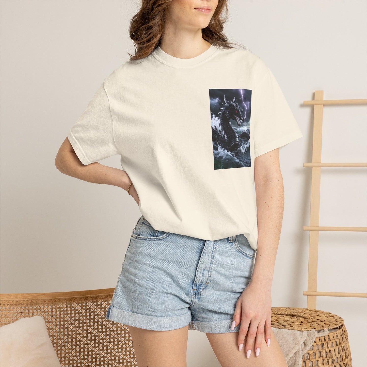 A Dragon Storm Graphic T-Shirt — Dark Fantasy Chest Print