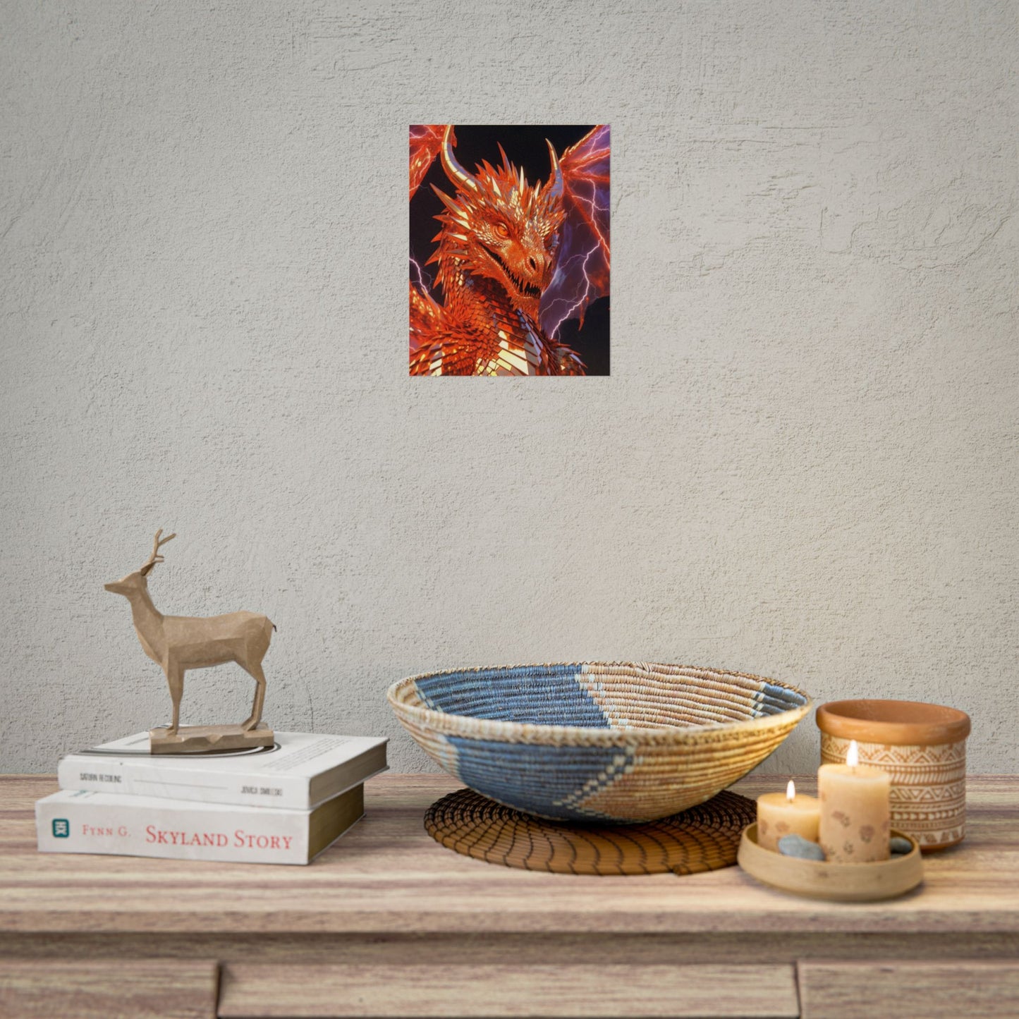 Orange Lightning Dragon Poster — Fantasy Wall Art for Gamers & Fans