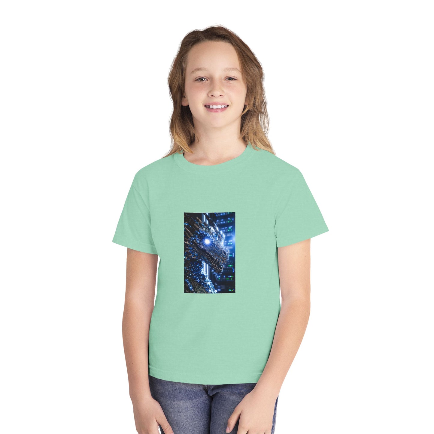 Youth Tee — Neon Dragon Galaxy Graphic