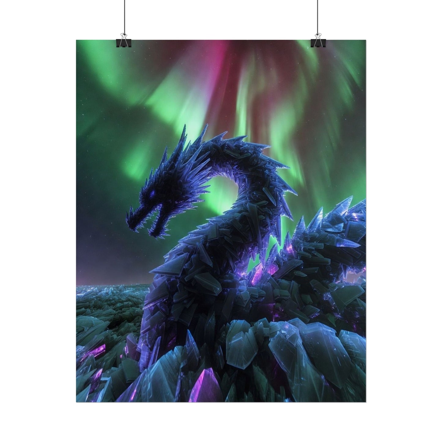 Aurora Crystal Dragon Poster — Fantasy Wall Art Print