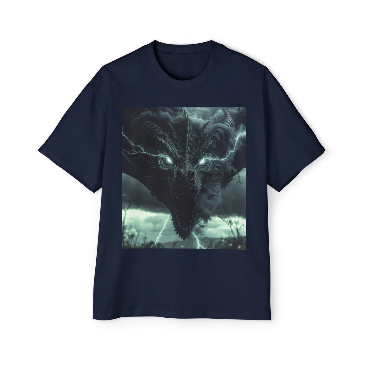 A Storm Dragon Graphic Tee — Dark Fantasy Oversized Men's T-Shirt