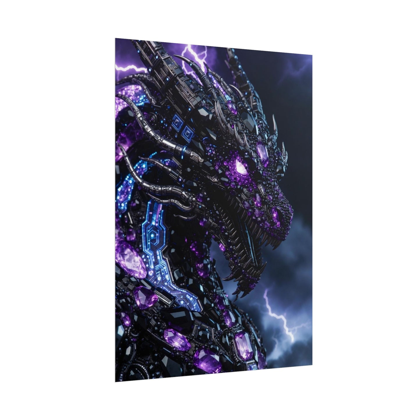 Rolled Poster — Cyberpunk Dragon Storm Art Print