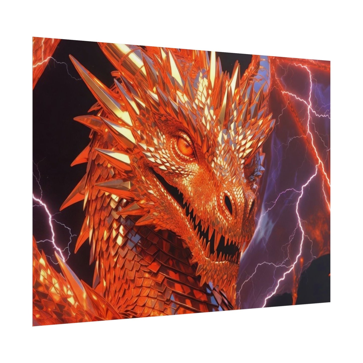 Orange Lightning Dragon Poster — Fantasy Wall Art for Gamers & Fans