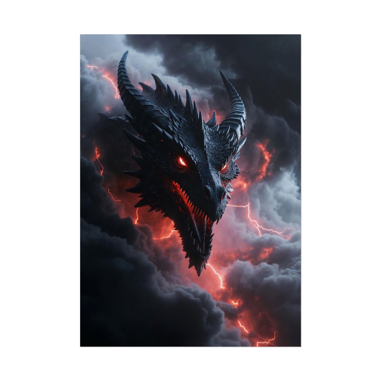Dragon Storm Rolled Poster — Dark Fantasy Dragon Wall Art