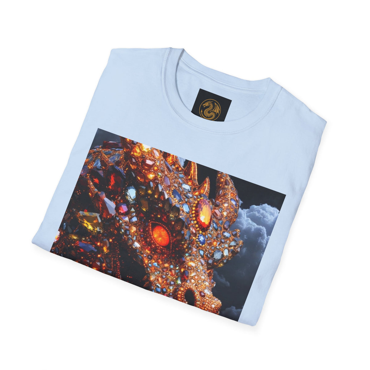 A Gemstone Dragon Head Graphic T-Shirt — Fiery Fantasy Scaly Creature Design