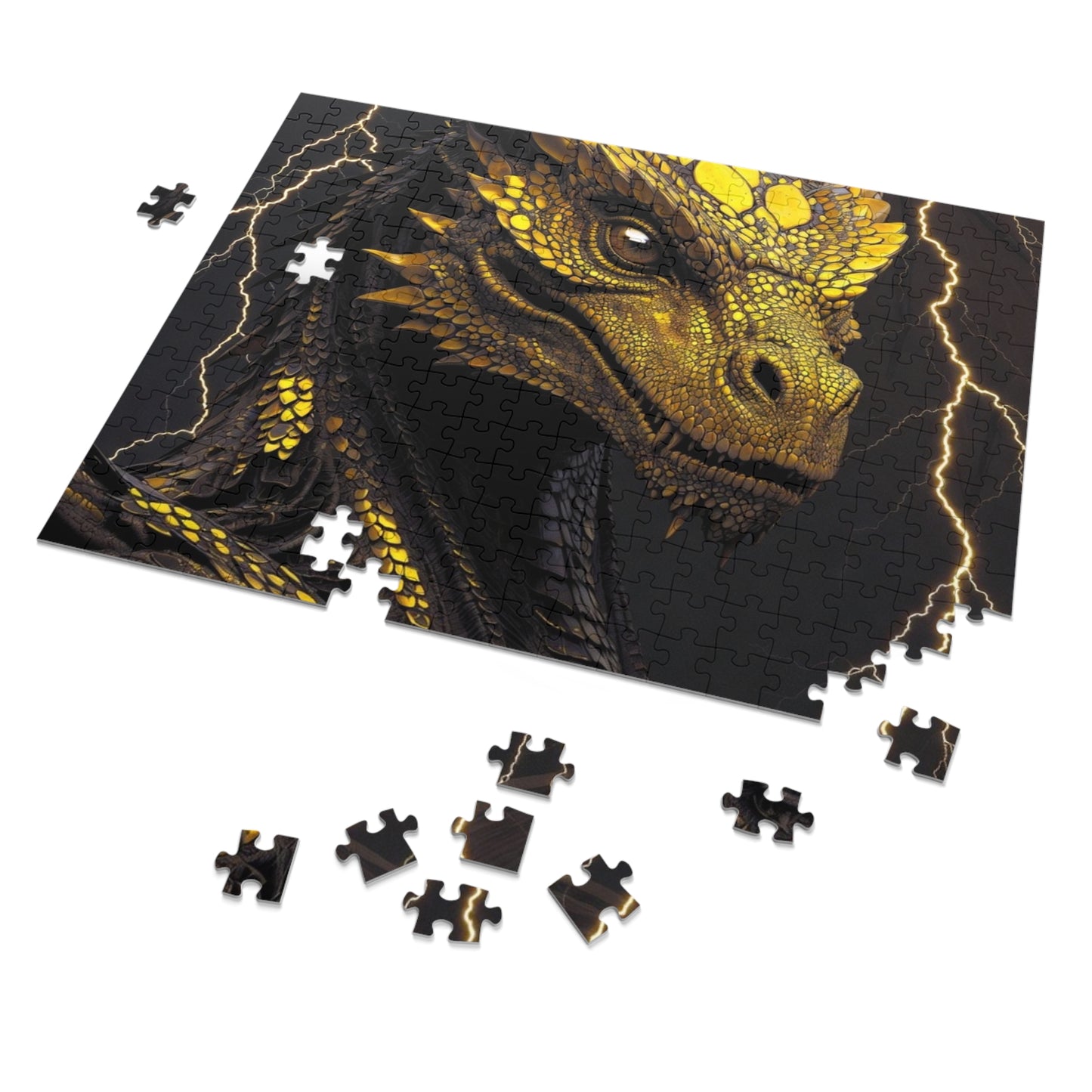 Dragon Gem Jigsaw Puzzle with Tin, Fantasy Puzzle, Kids Activities, Gifts for Game Lovers, Unique Collectible Piece
