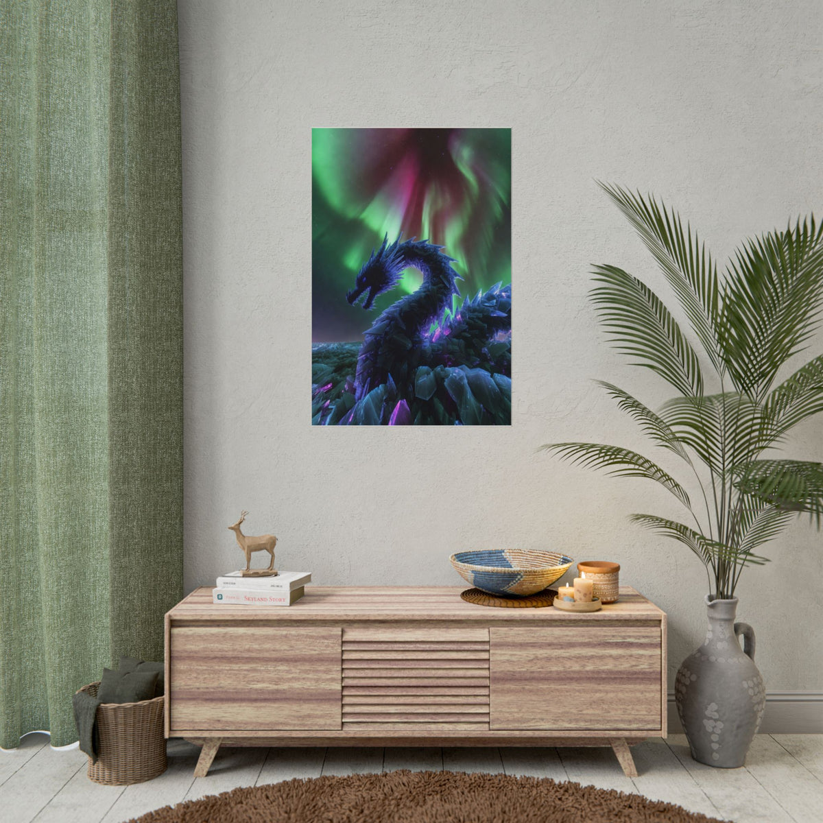Aurora Crystal Dragon Poster — Fantasy Wall Art Print