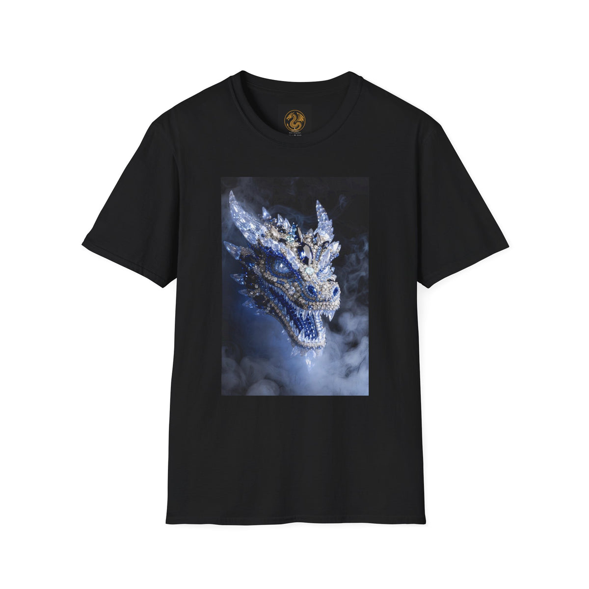A Crystal Dragon Portrait T-Shirt — Mystical Blue Dragon Art Tee