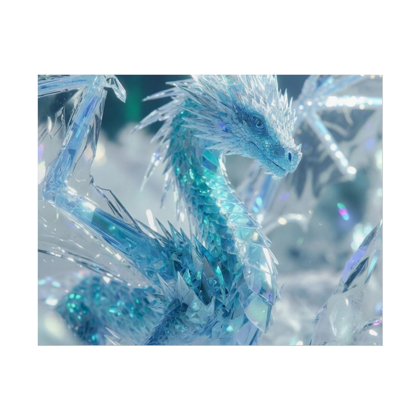 Ice Crystal Dragon Poster — Fantasy Aurora Wall Art (Rolled Poster)