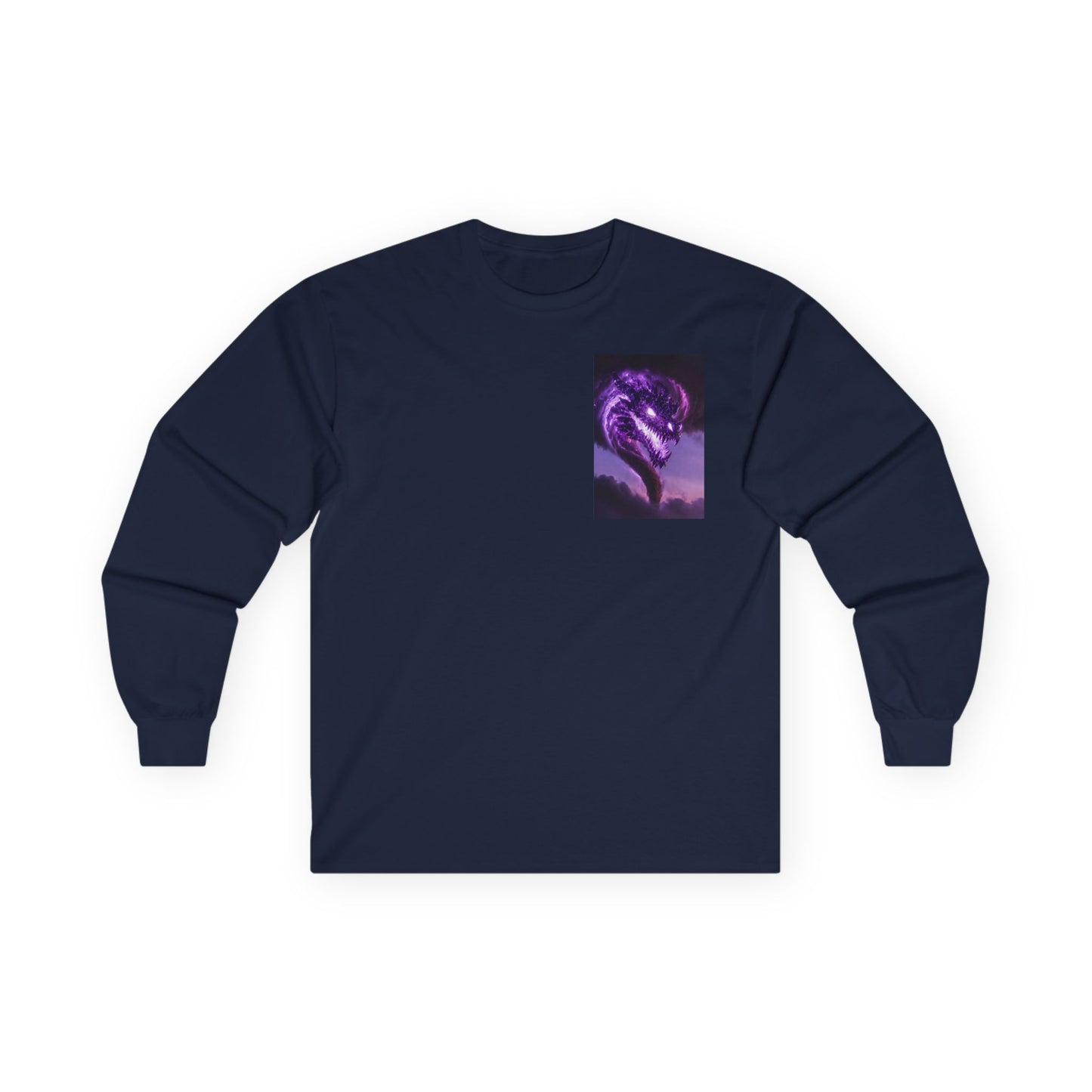Purple Dragon Chest Graphic Long Sleeve Tee