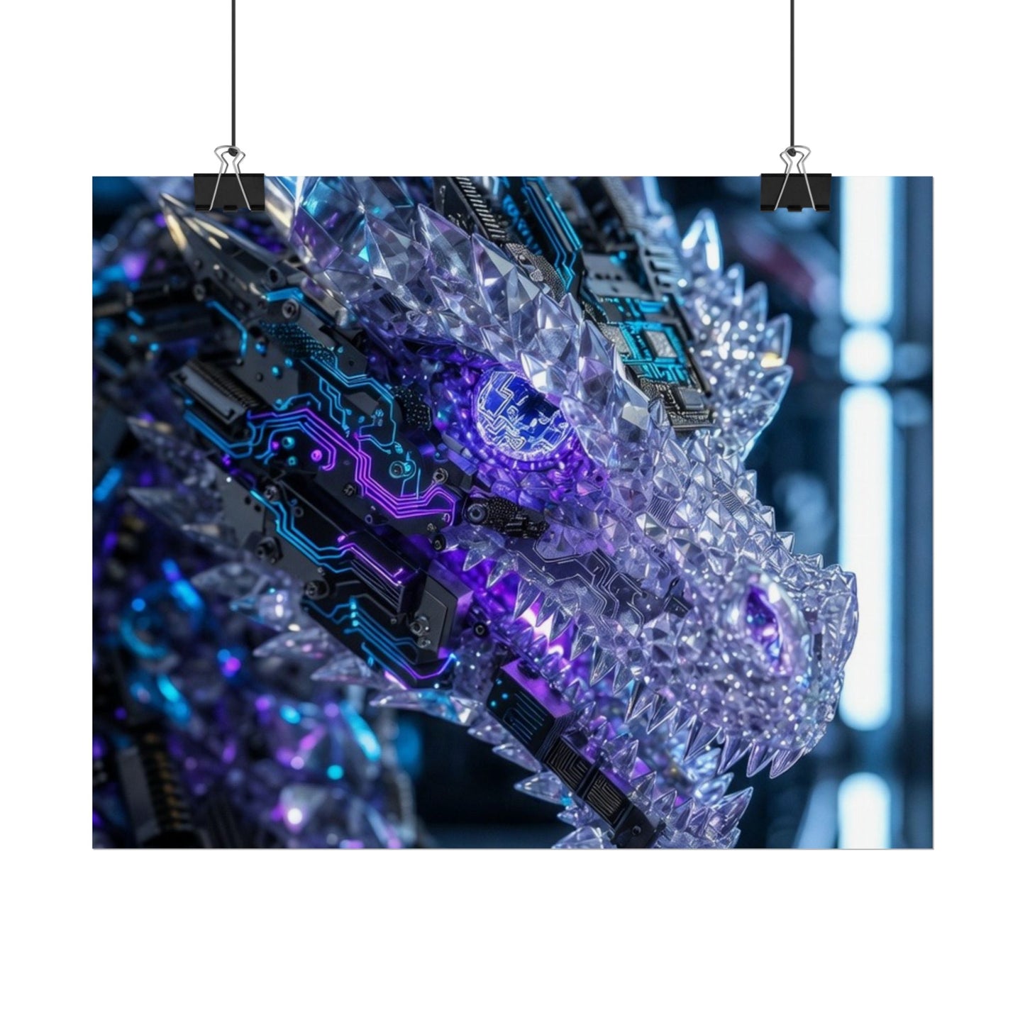 Rolled Poster — Cyber Crystal Dragon Art Print