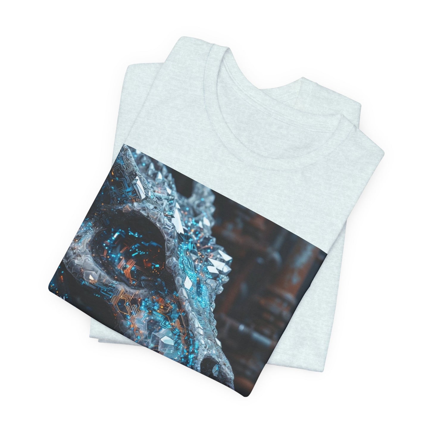 Dragon Skull Graphic Tee — Iridescent Fossil Art T-Shirt