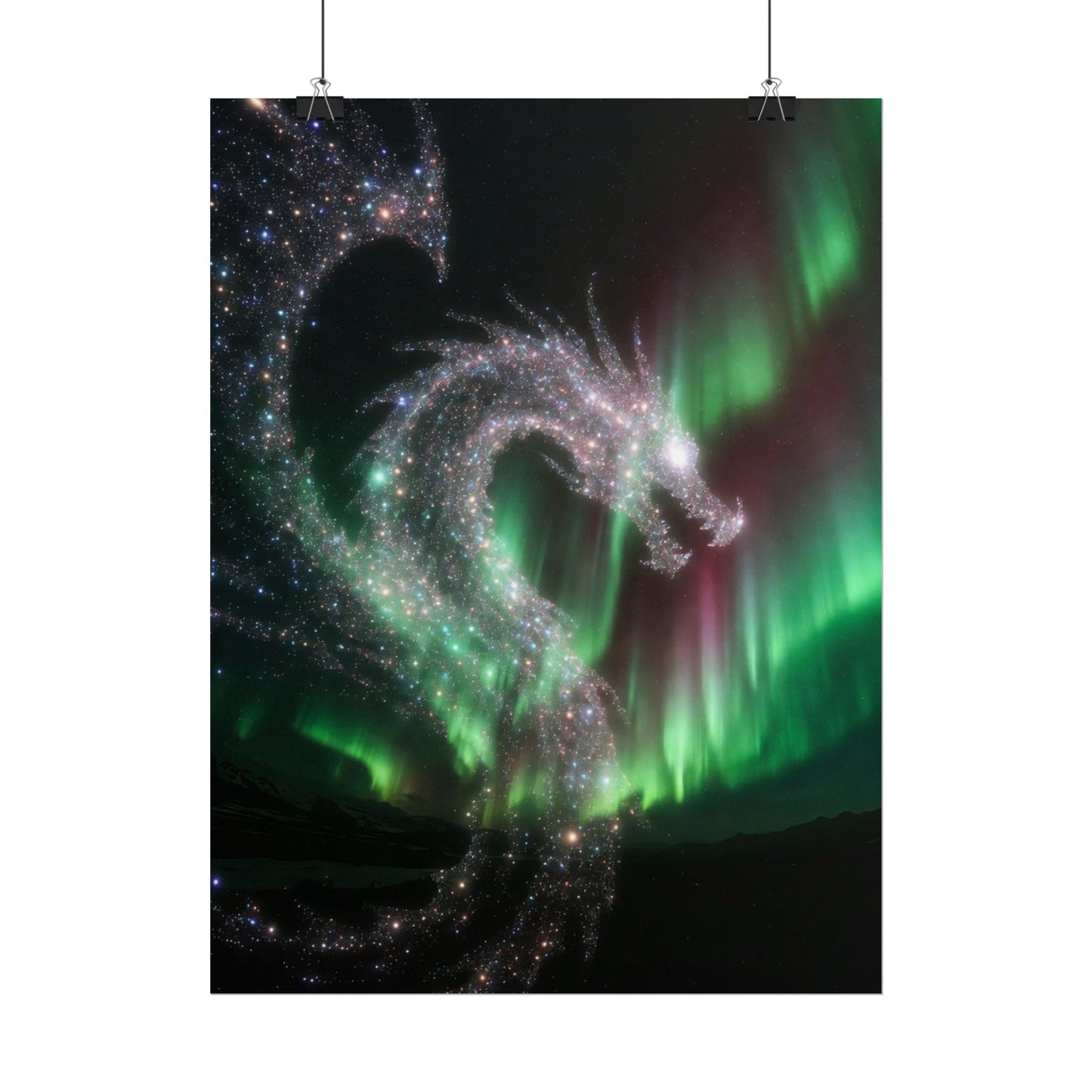 Aurora Dragon Poster — Northern Lights Fantasy Art Print