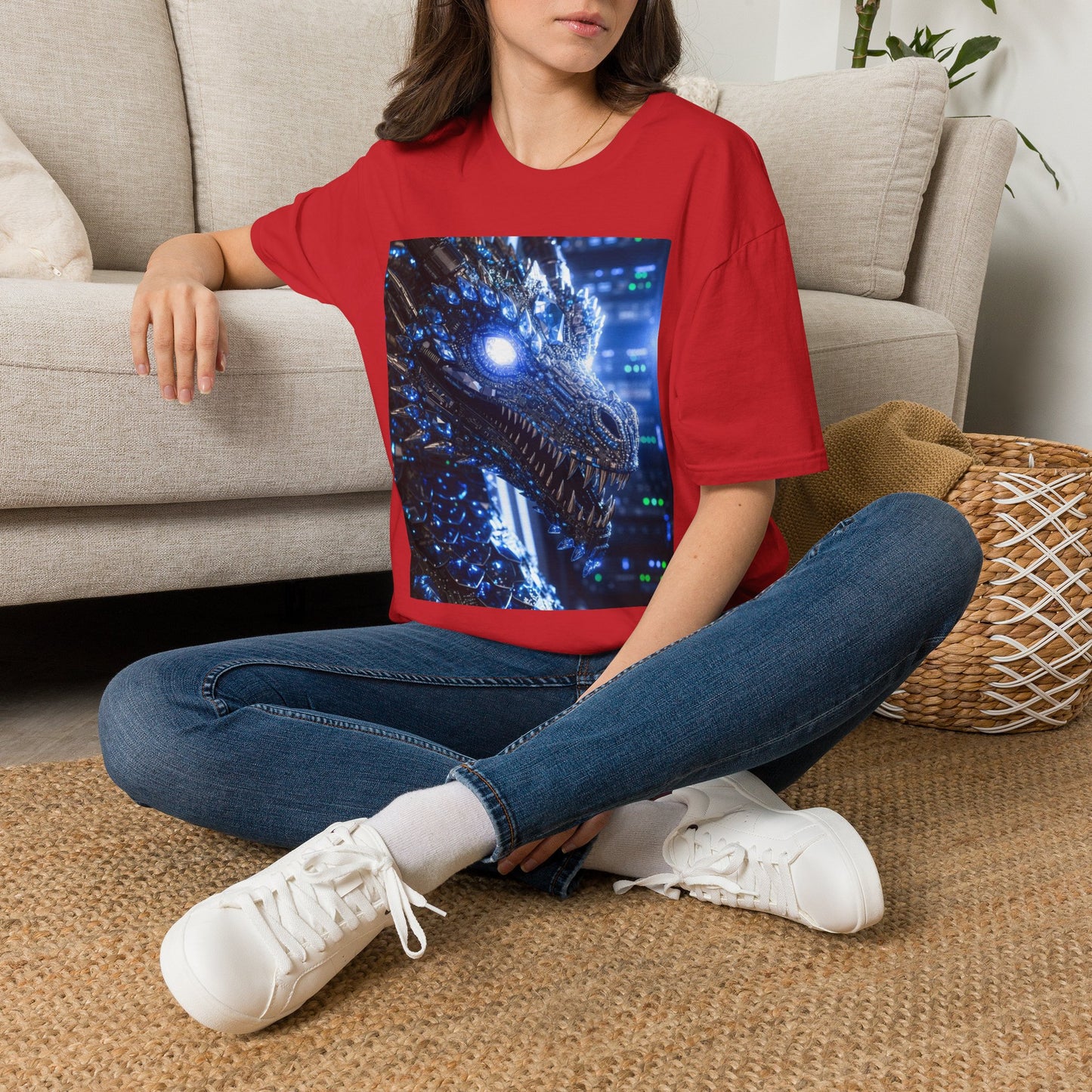 A Cyber Dragon Graphic T-Shirt — Futuristic Neon Dragon Design