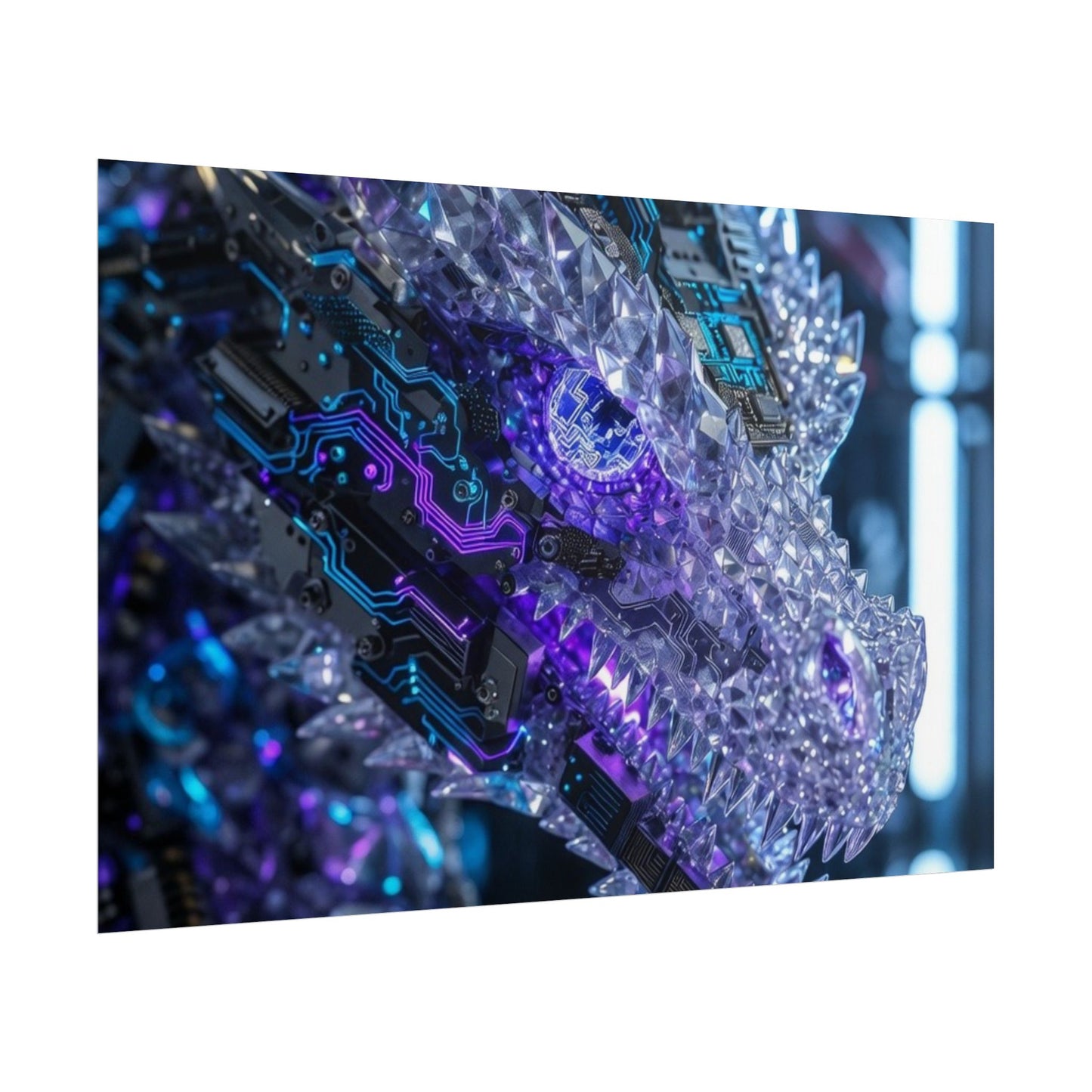Rolled Poster — Cyber Crystal Dragon Art Print