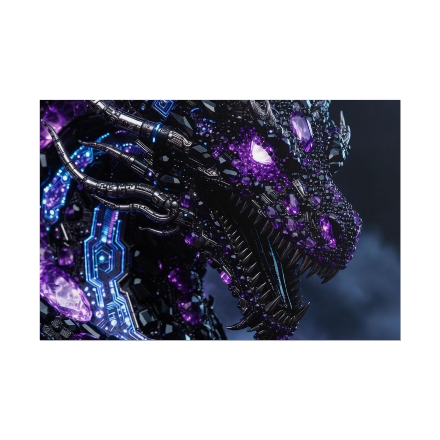 Rolled Poster — Cyberpunk Dragon Storm Art Print