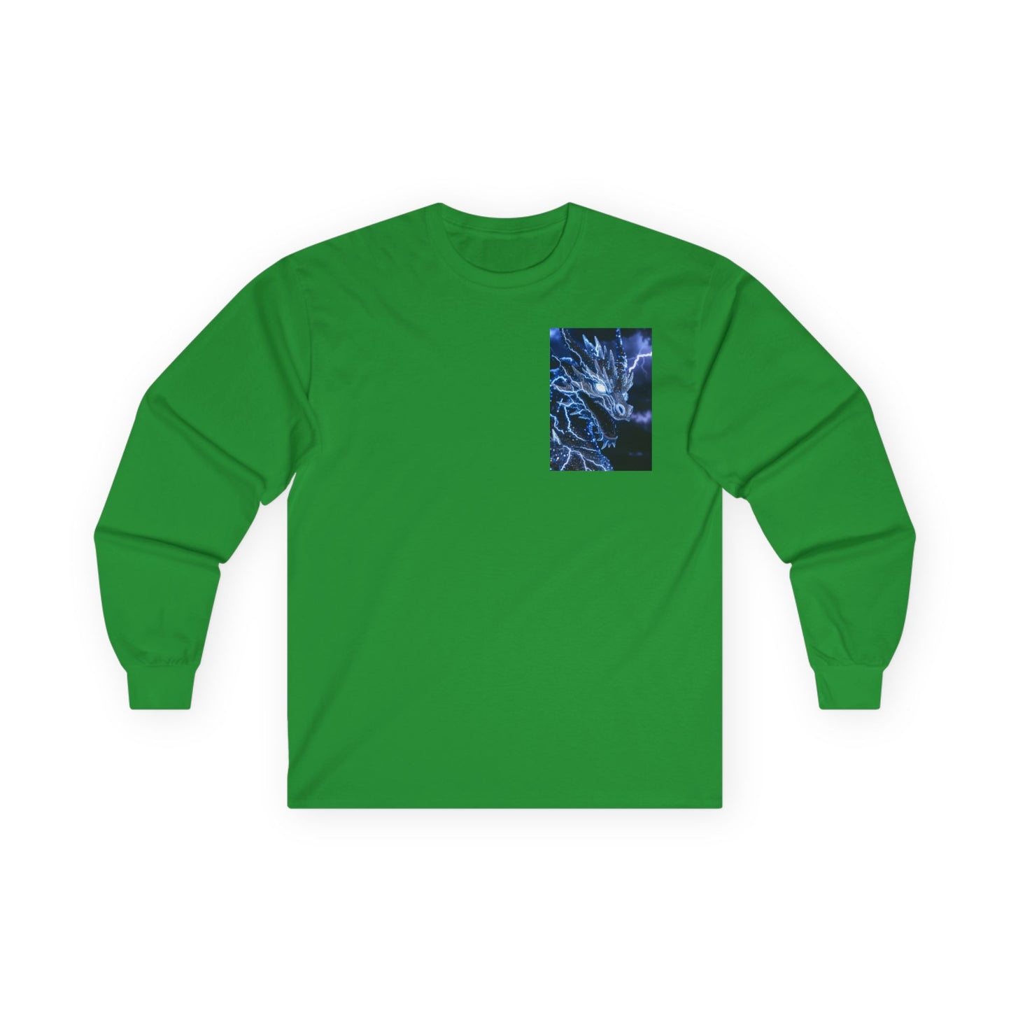 Long Sleeve Tee — Blue Dragon Chest Print