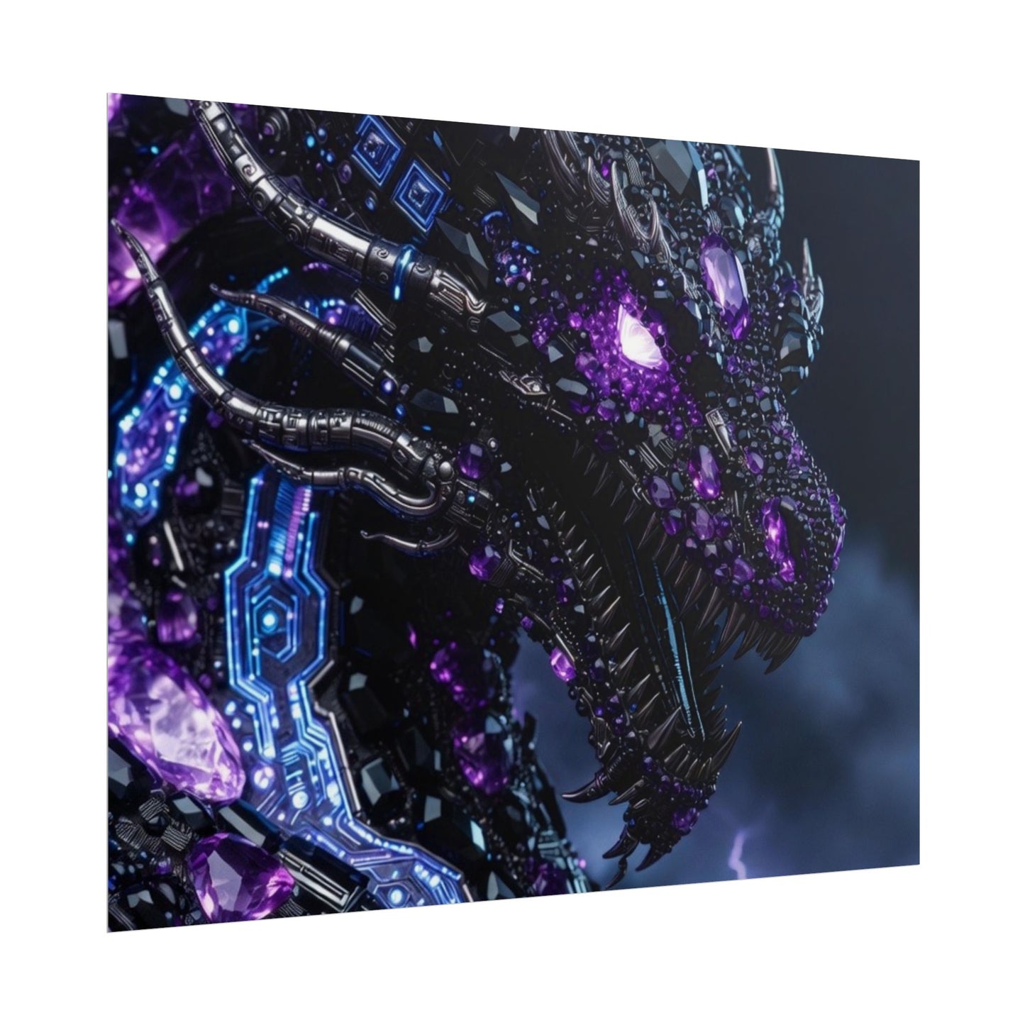Rolled Poster — Cyberpunk Dragon Storm Art Print