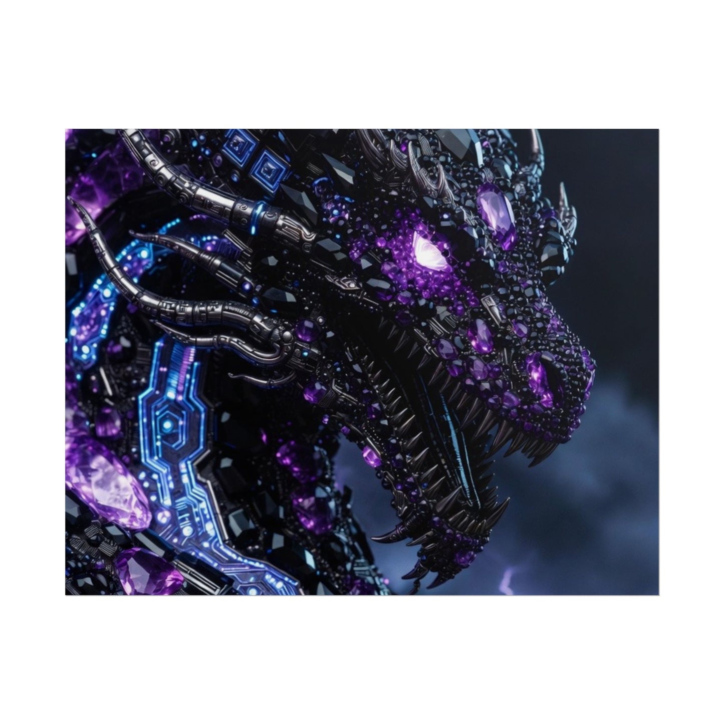 Rolled Poster — Cyberpunk Dragon Storm Art Print